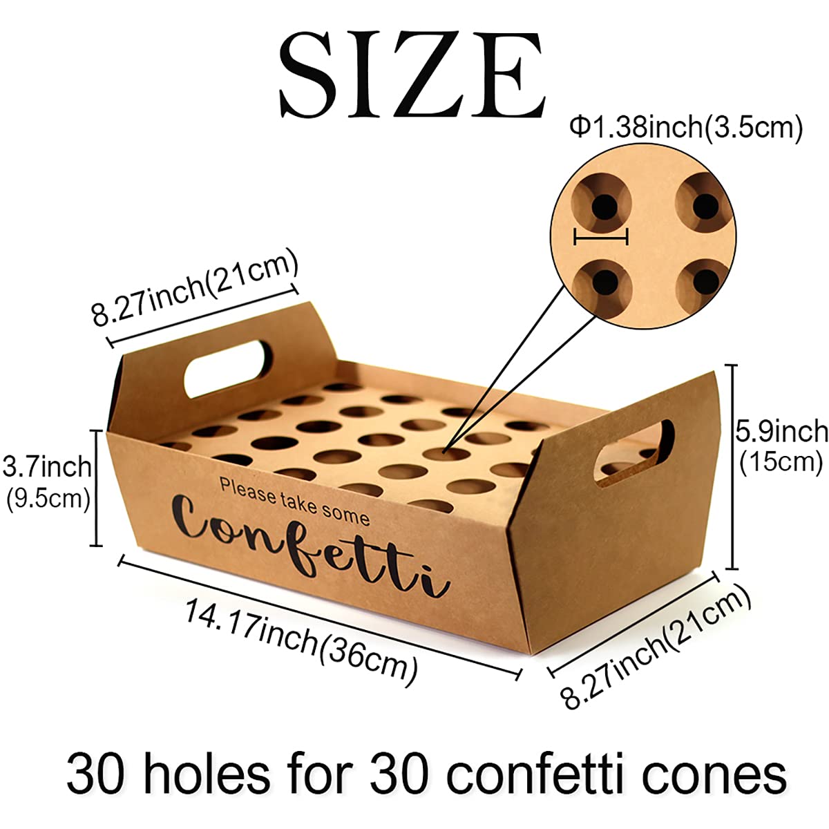 Wedding Confetti Cone Stand Box - 30 Hole Party Confetti Holder Tray for Wedding, Bridal Shower & Birthday Celebrations (Box Only) - Perfect for Confetti Distribution at Special Events