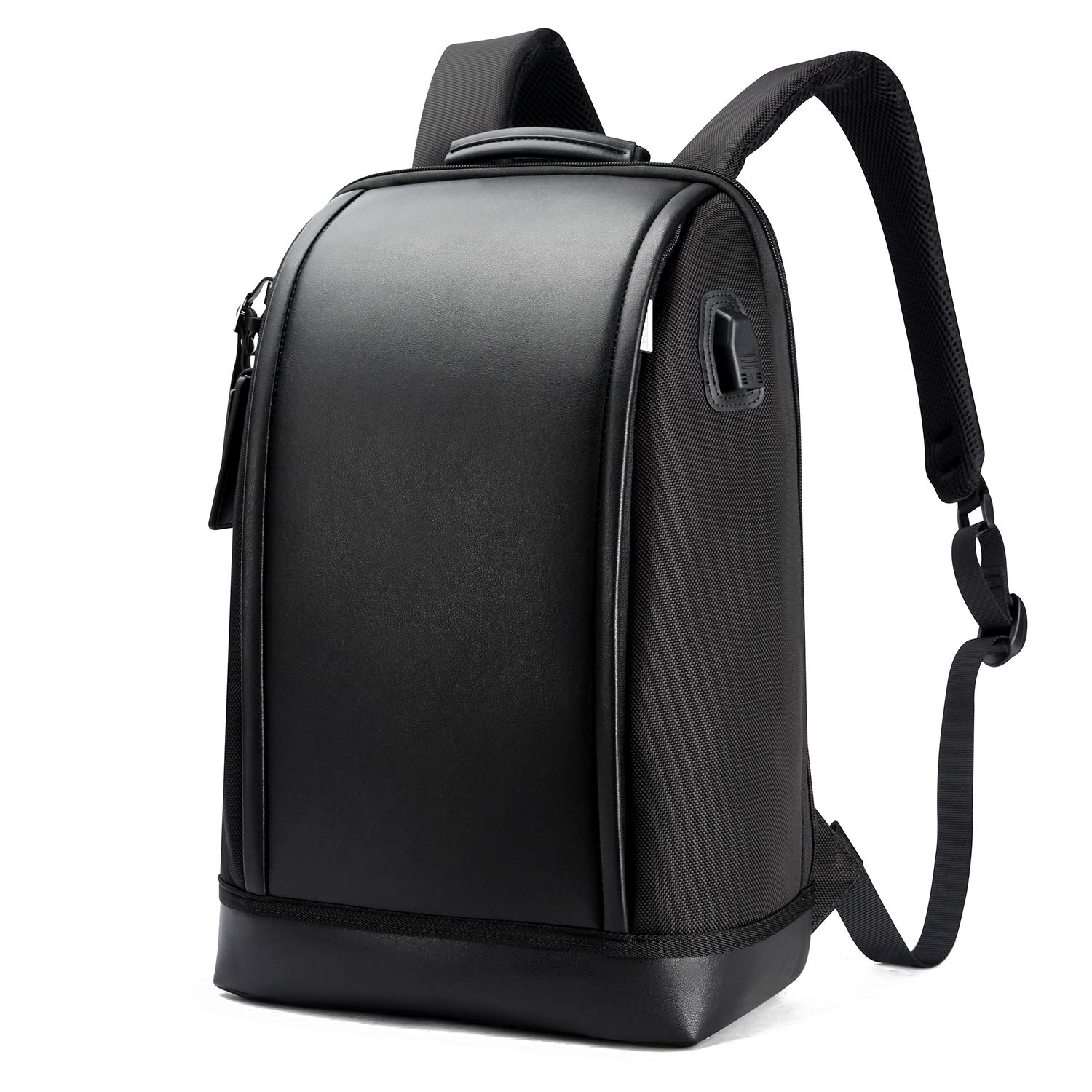 BOPAI 15.6 Inch Anti-Theft Laptop Backpack for Men - Water Resistant Business Travel Backpack with USB Charging Port, Hidden Water Bottle Pocket & Explosion-Proof Zipper - Perfect for Office, Commuting & College (Black)