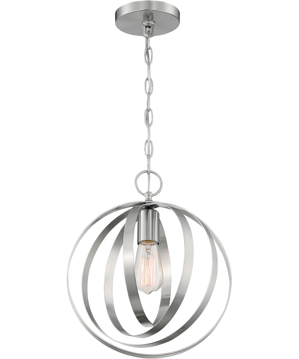 12W Pendleton Single Light Pendant in Brushed Nickel Finish - Perfect for Kitchen Island, Dining Room or Entryway Lighting
