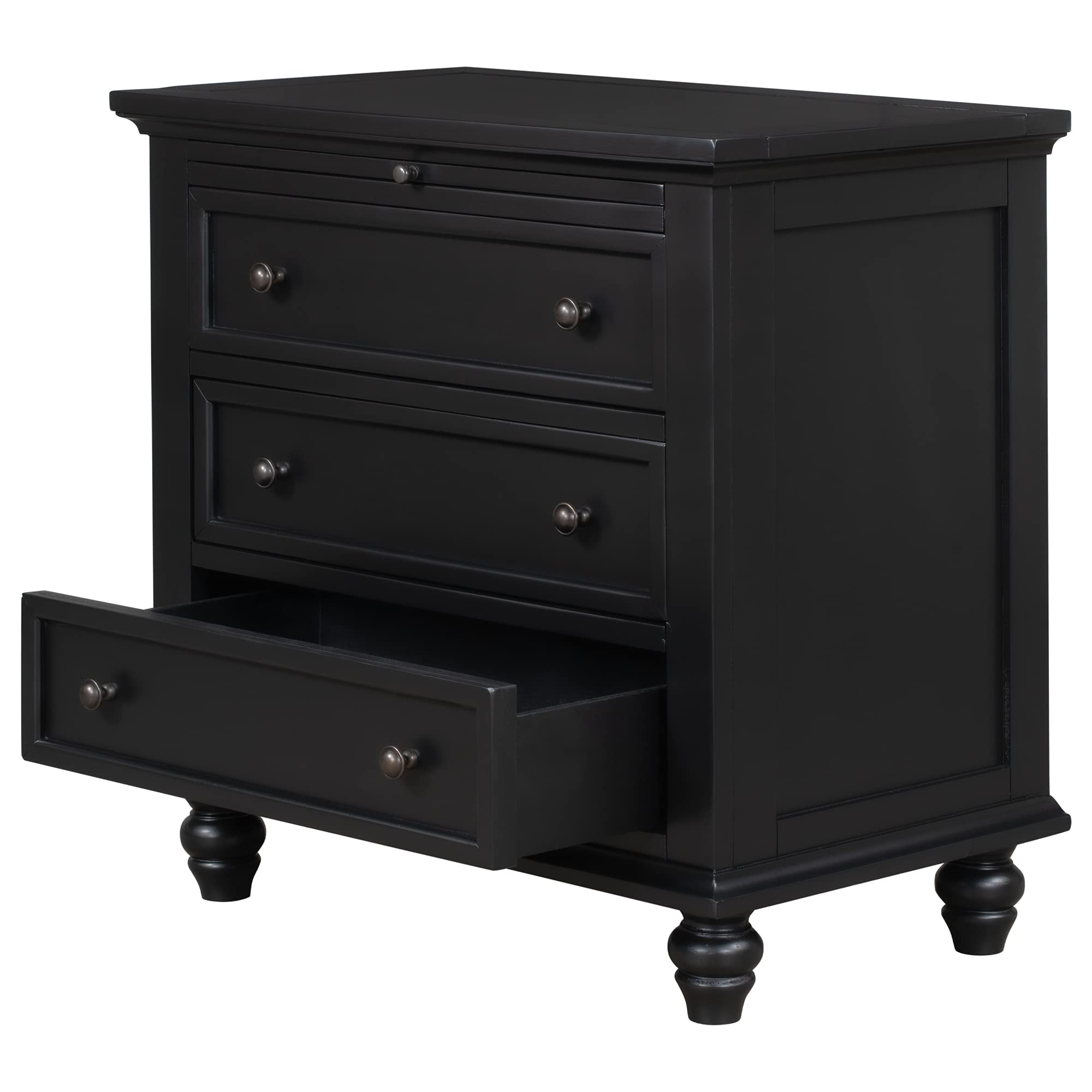P PURLOVE Wooden Storage Chest with 3 Drawers & Pull-Out Tray - Multifunctional End Table for Entryway, Living Room, Bedroom | Organize Blankets, Toys & Home Decor