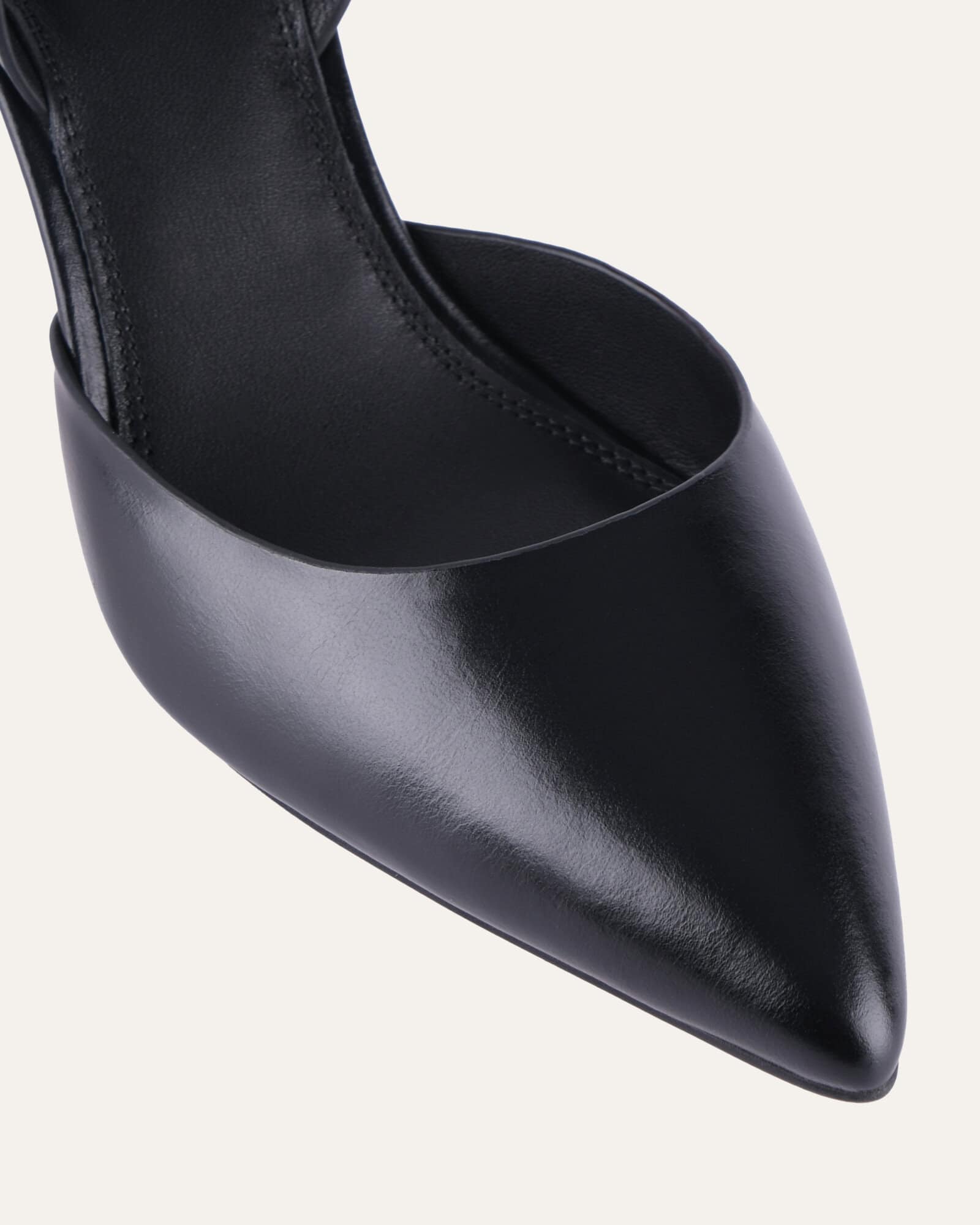 KHLOE Black Leather Mid Heel Pumps - Women's Fashion Shoes for Office, Party & Special Occasions