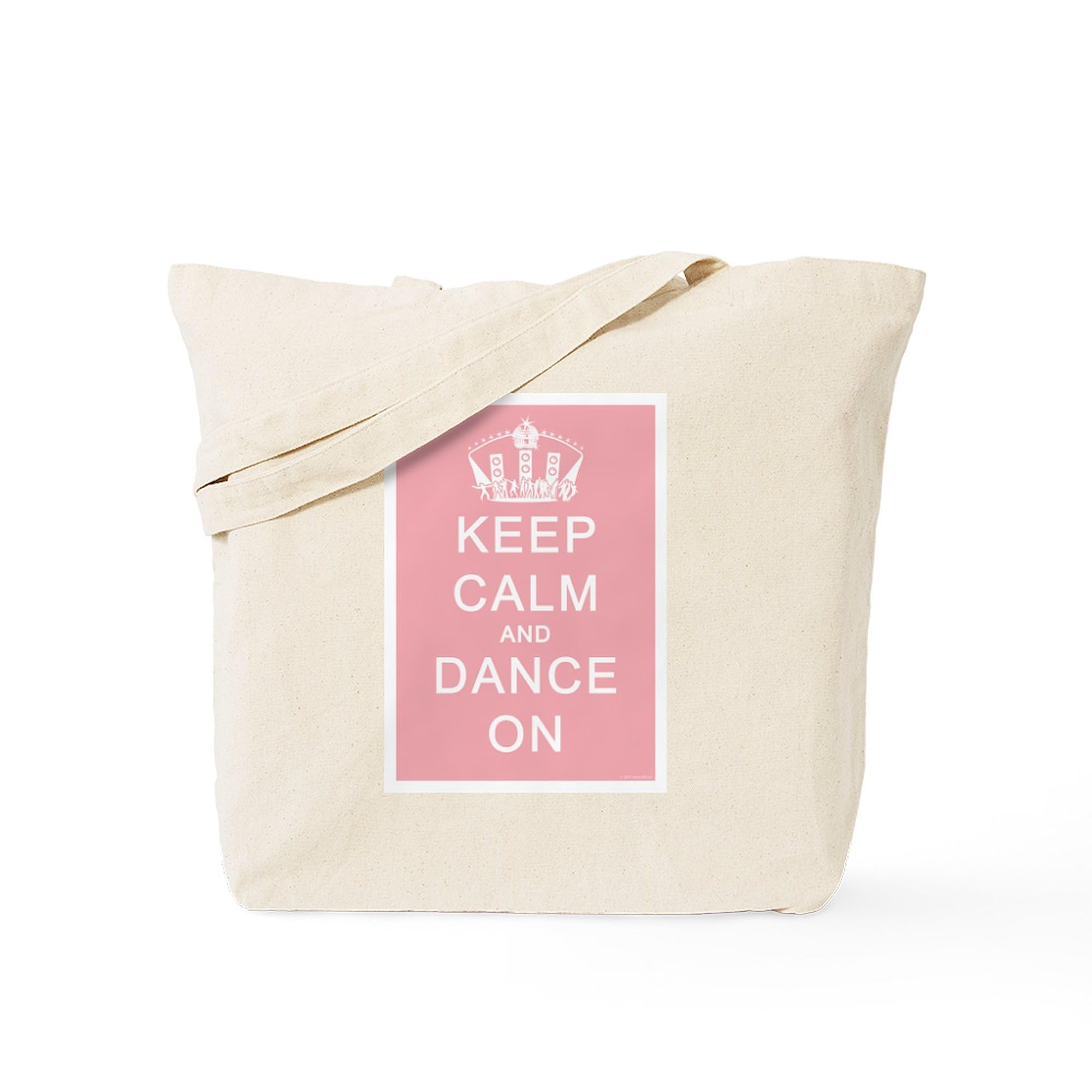 Keep Calm And Dance On Pink Canvas Tote Bag - Reusable Natural Shopping Bag for Groceries, Beach & Daily Use