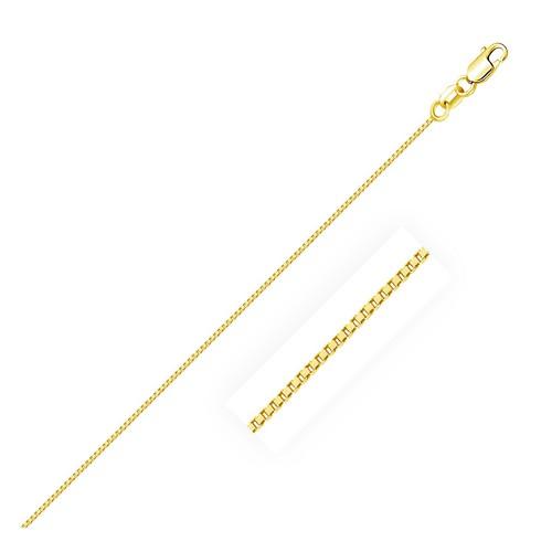 14K Yellow Gold Classic Box Chain Necklace - 0.7mm Thin, 20 Inch Length - Perfect for Layering, Gifts & Everyday Elegance