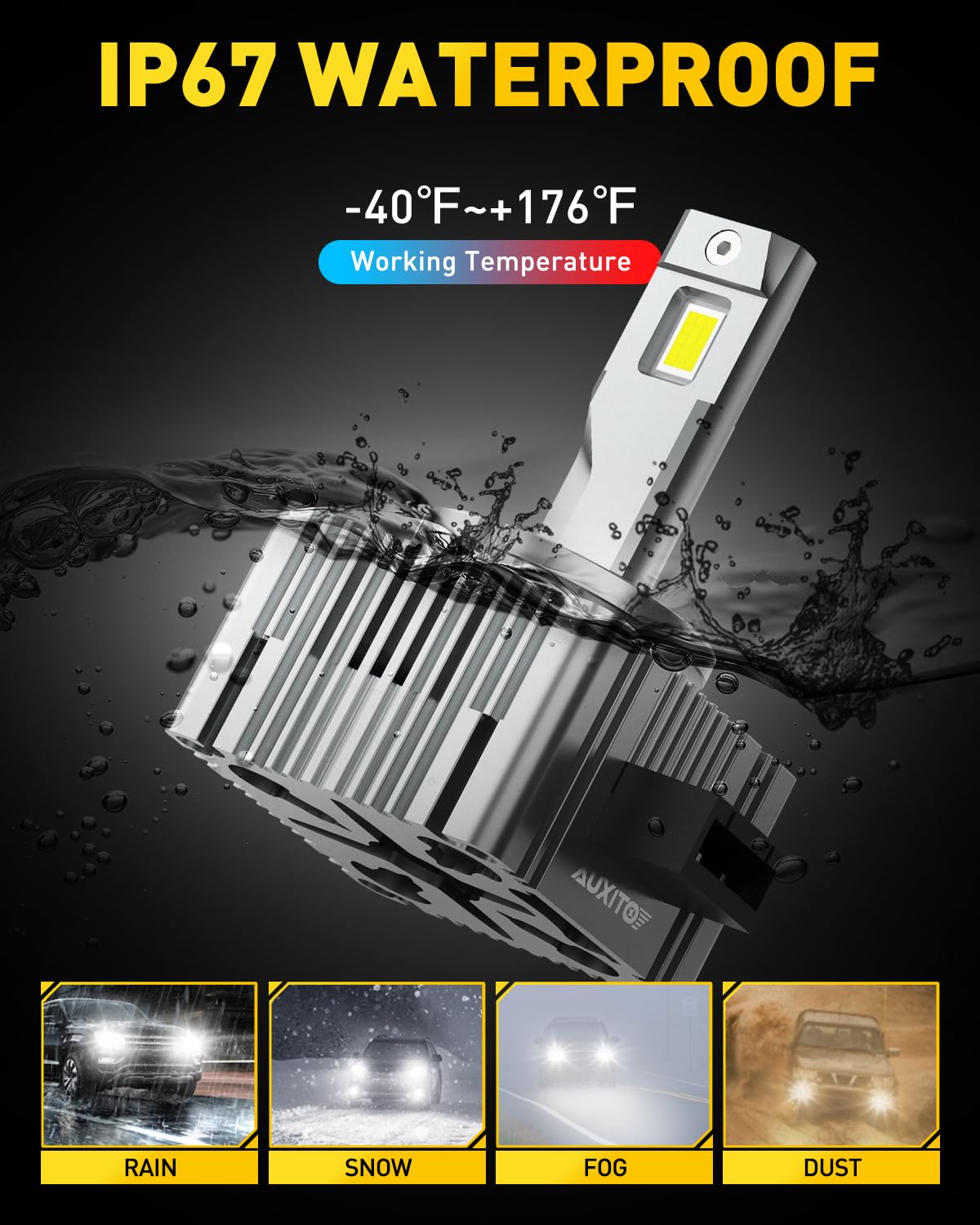 AUXITO D3S HID Bulbs - 30000 Lumens 35W 6000K White Xenon Replacement Lights (Pack of 2) for D3S/D3R - 900% Brighter Than OEM - Perfect for Fog Lights & Headlight Upgrades