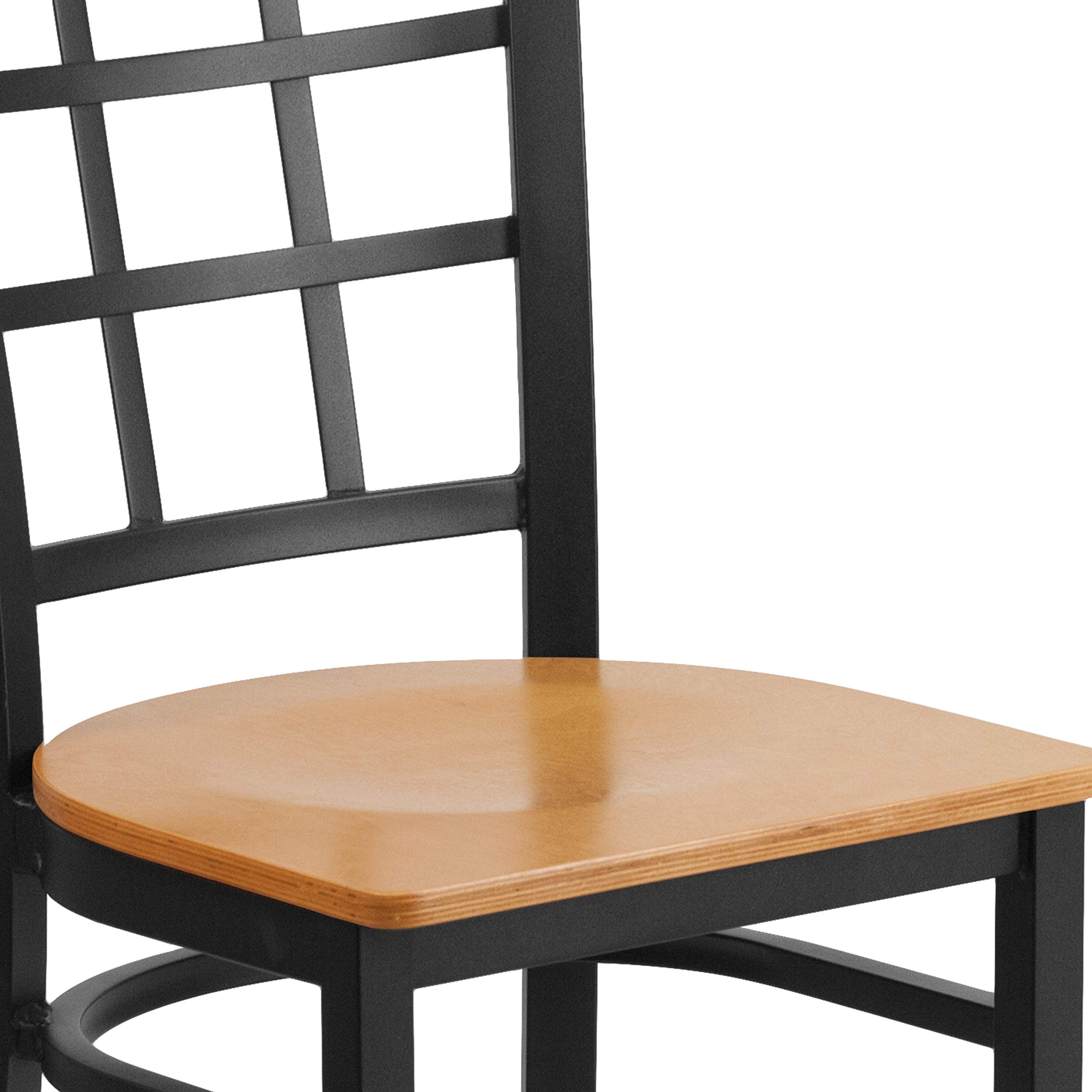 Black Metal Restaurant Chair with Natural Wood Seat - Durable & Stylish for Cafes, Diners, and Home Dining Rooms
