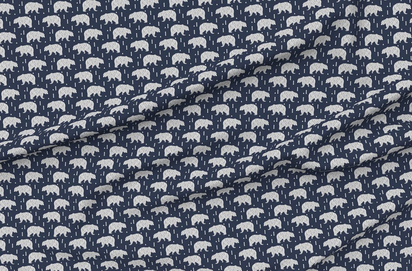 Geo Bear Geometric Kids Nursery Fabric - Triangle Bears Wilderness Print on Upholstery Velvet by The Yard | Home Decor, Boys Room, DIY Apparel & Craft Projects