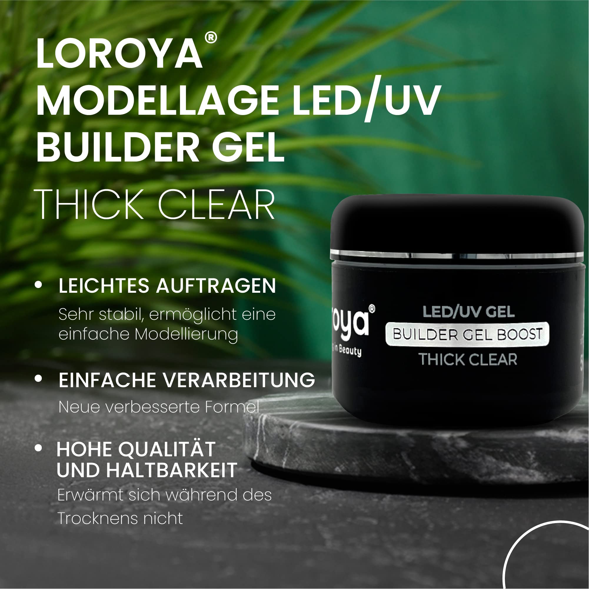 Loroya® LED/UV Builder Gel - 50g Clear Thick Nail Extension Gel for Strong & Long Nails | Professional Manicure & Nail Art | Perfect for Salon, Home Use & DIY Nail Designs