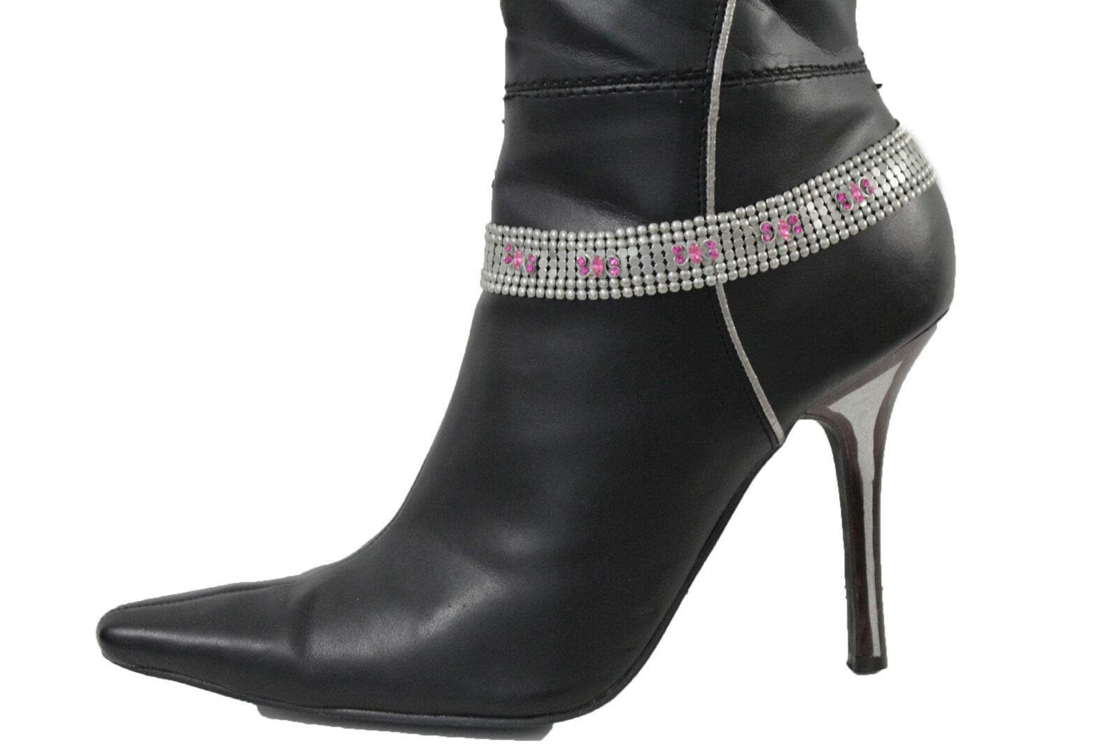 Stylish Women's Silver Boot Chain Anklet Bracelet - Chunky Metal Mesh Heel Shoe Jewelry with Butterfly Charm | Perfect for Parties, Weddings & Night Out Accessories