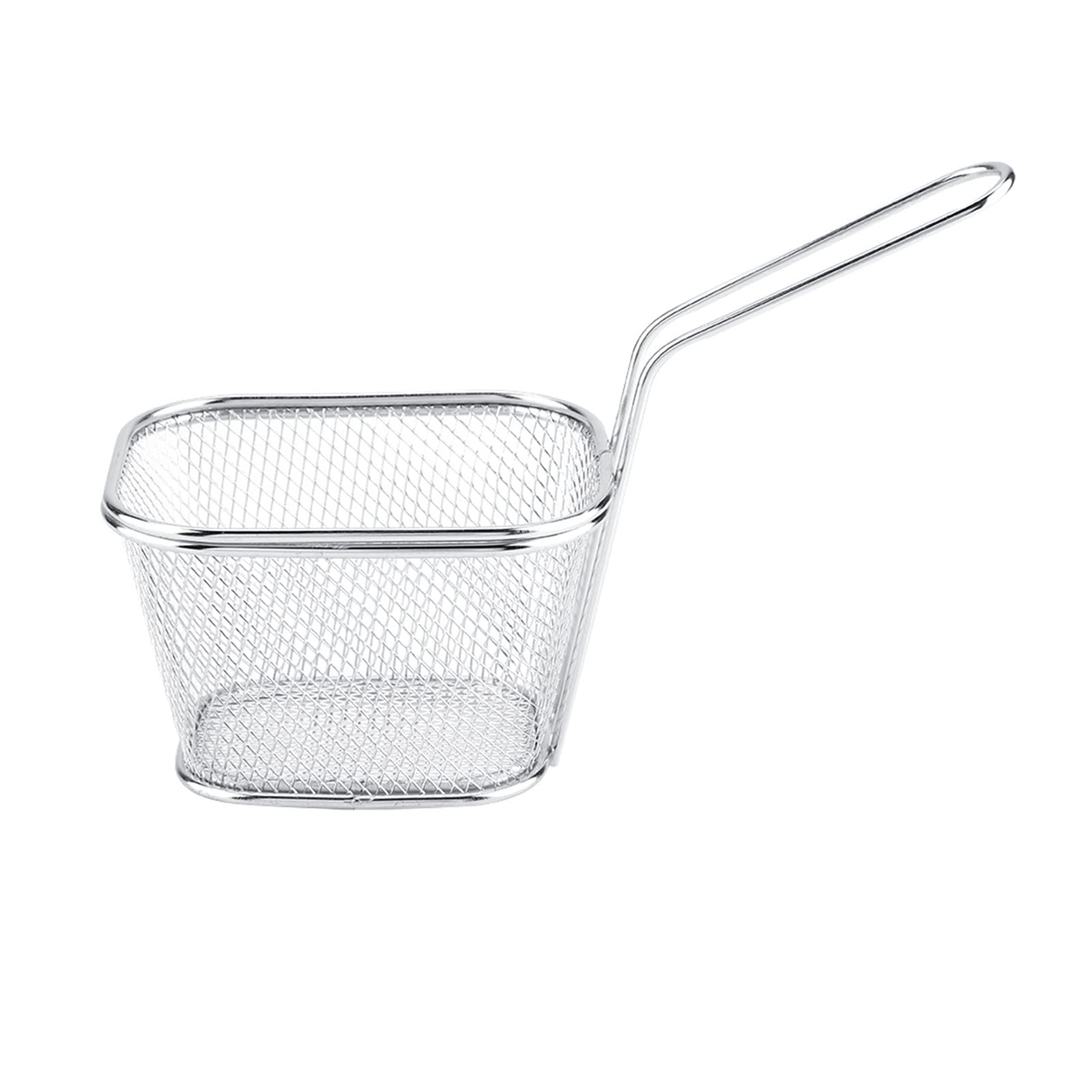 Stainless Steel Deep Fry Basket - Mini Food Frying Basket for Chips, French Fries & Snacks - Durable Potato Cooking Tool & Strainer - Perfect for Home Kitchens, Restaurants & Food Presentation