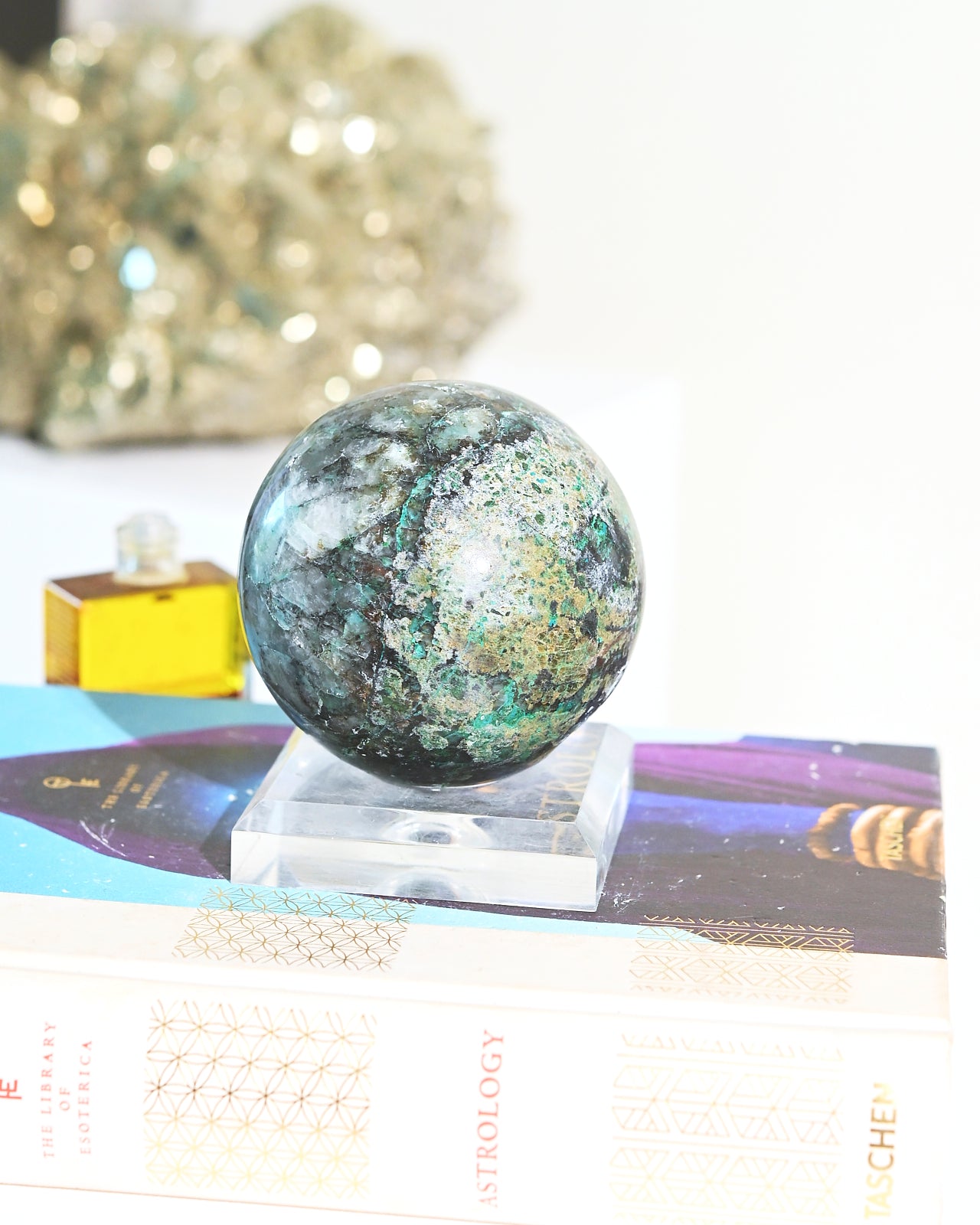 Natural Chrysocolla Crystal Sphere 3.7 Inch (94mm) - Healing Stone for Meditation, Home Decor & Energy Work
