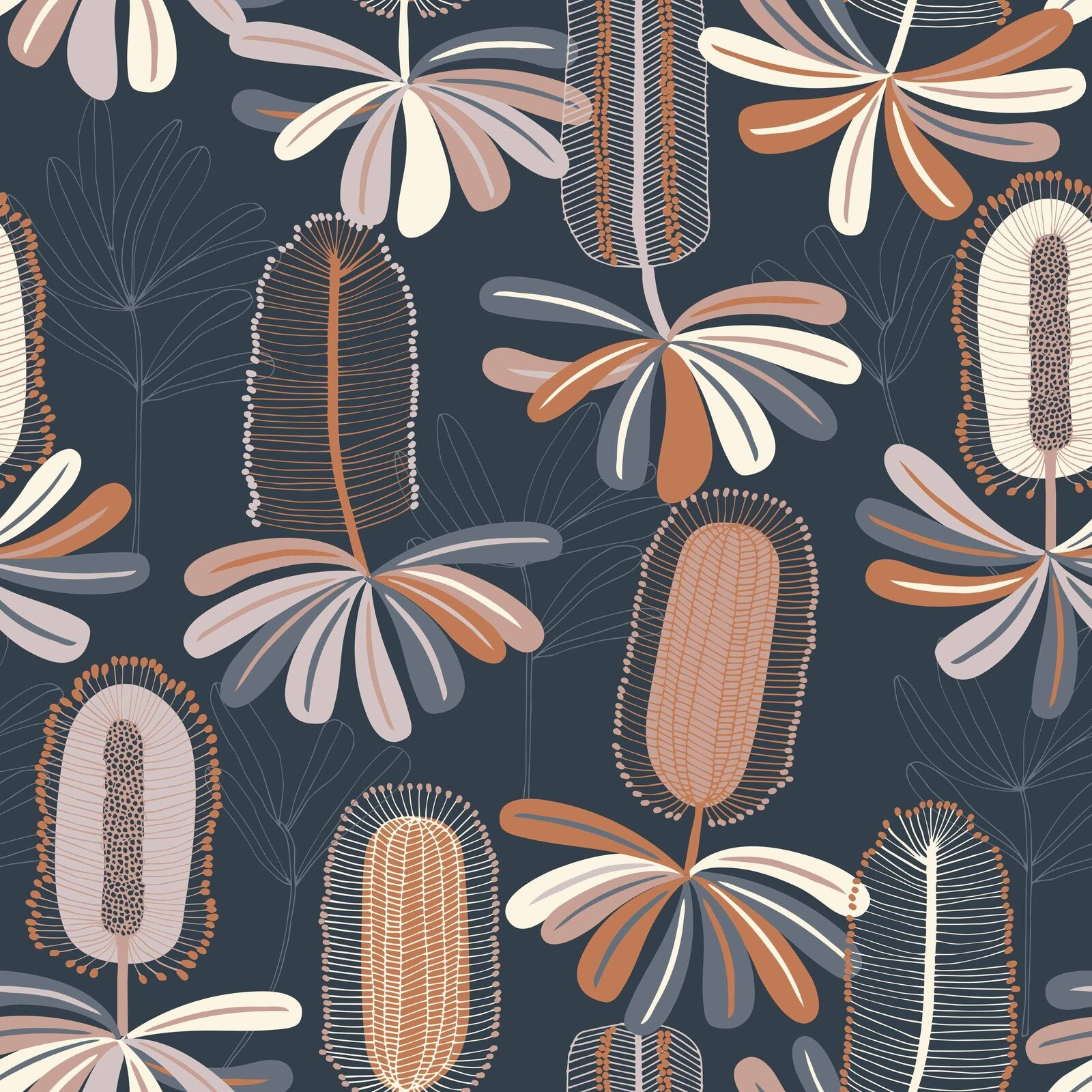 Banksia Wallpaper - Premium Botanical Peel & Stick Wallpaper for Home Decor - Perfect for Living Room, Bedroom, and Nursery