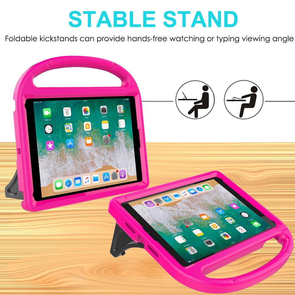 SUPLIK Shockproof Kids iPad Case for iPad 5th/6th Gen (9.7-inch 2017/2018), iPad Air 2 & iPad Pro 9.7 - Durable Protective Cover with Handle Stand & Screen Protector (Pink) | Perfect for School, Travel & Home Learning