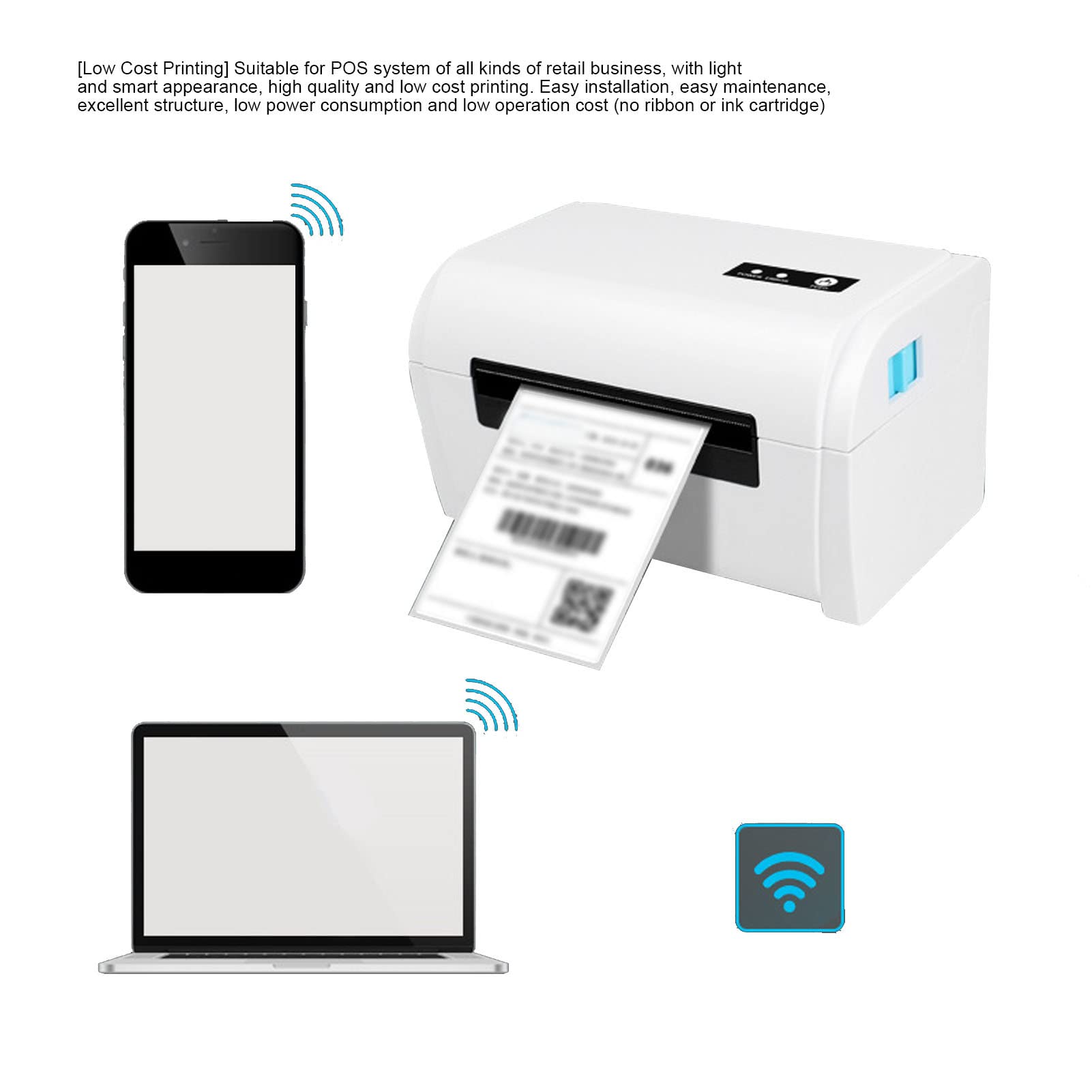 EXCLUZO Label Printer - High-Speed Continuous Printing for POS Systems & Shipping Labels | Portable, Low-Cost Label Maker for Retail, Warehouse & Logistics Use