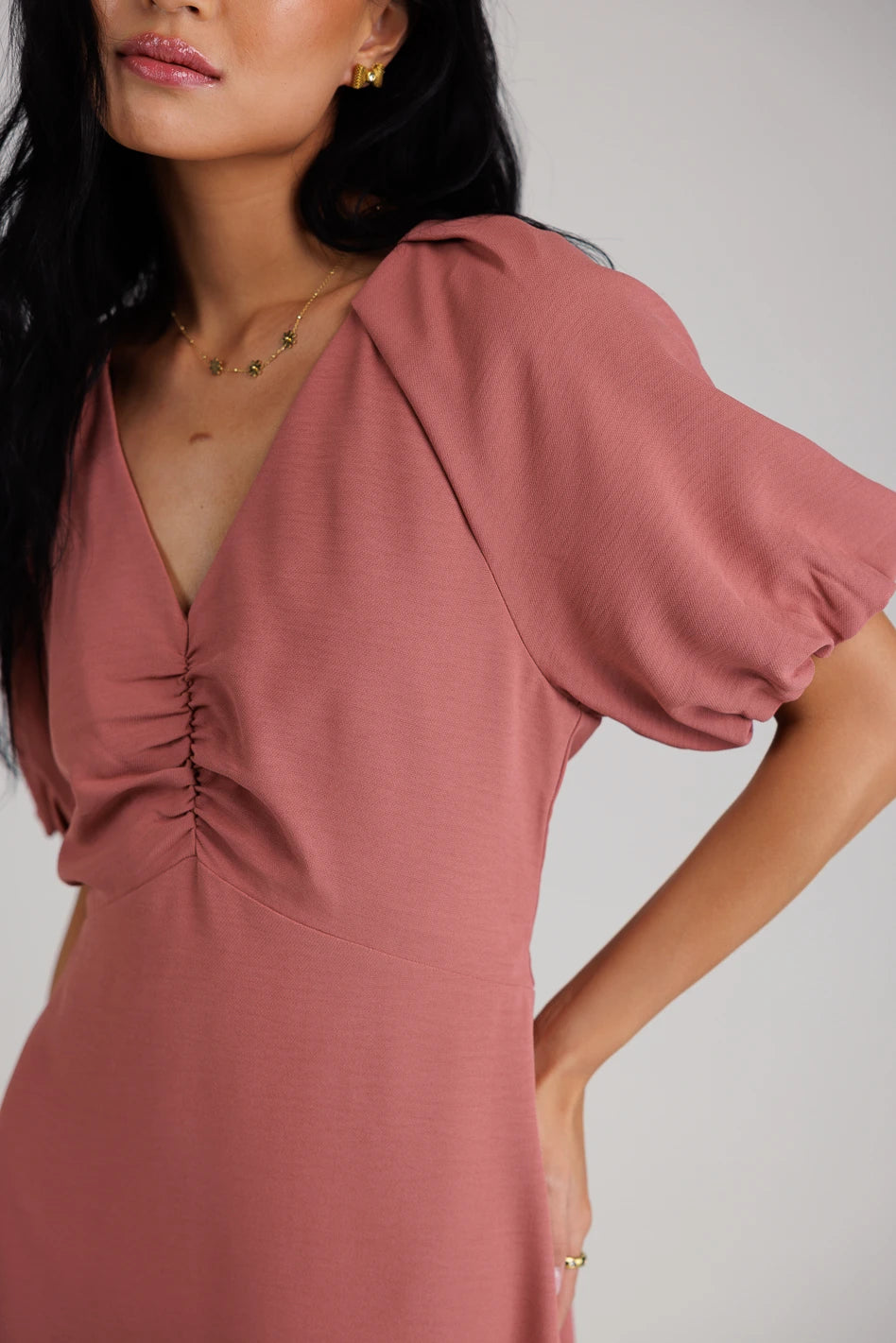 Maeve Midi Dress in Mauve - Flowy A-Line Summer Dress for Women | Perfect for Weddings, Parties & Office Wear | FINAL SALE