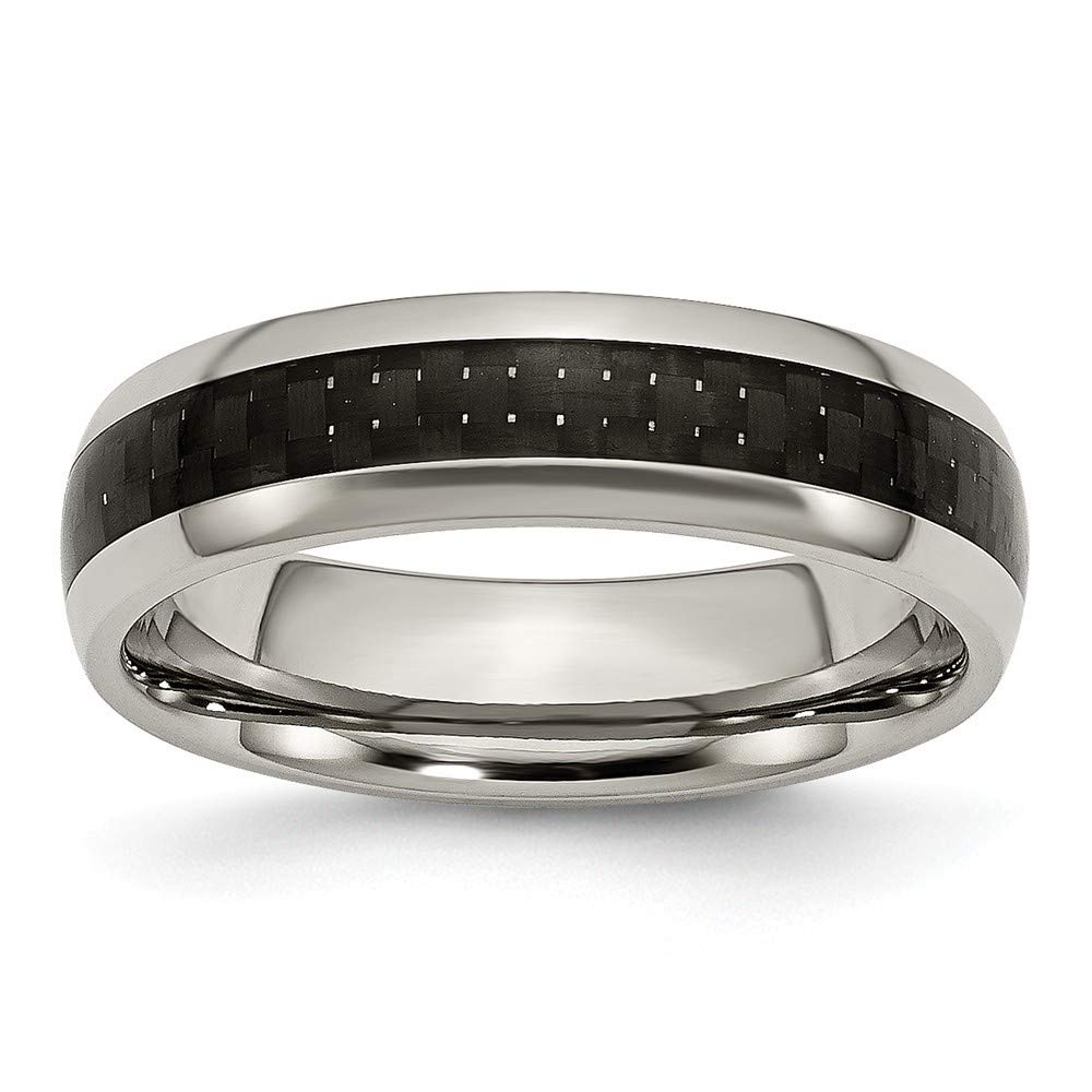 Titanium Black Carbon Fiber Polished Band Ring for Women - 6mm & 8mm Sizes - Elegant Jewelry Gift for Anniversary, Wedding & Special Occasions