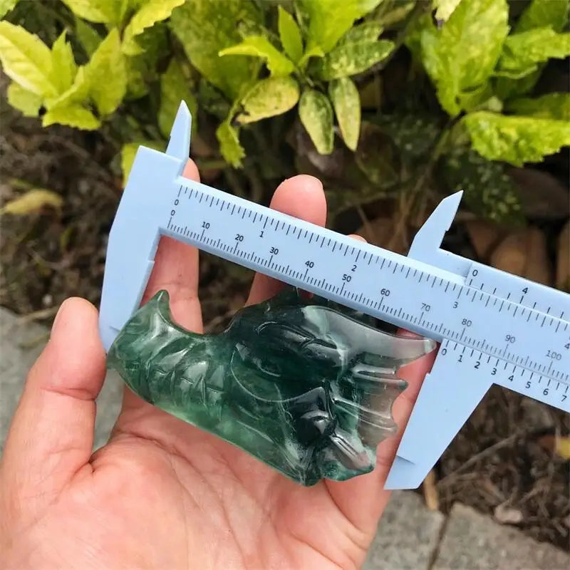 7.5CM Natural Fluorite Dragon Skull Crystal Carving - Healing Stone, Fashion Jewelry & Home Decor - Unique Birthday & Holiday Gift (1pc) for Meditation, Energy Work & Gothic Decor