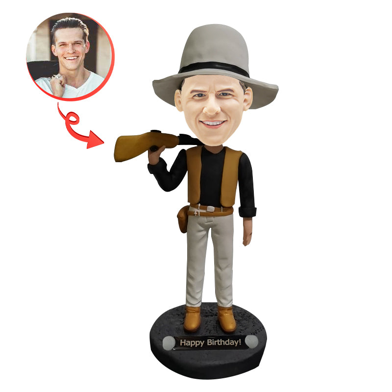 Custom Cowboys with Guns Bobblehead - Fun Western Decor for Office Desk, Home, or Car Dashboard - Perfect Gift for Cowboy Fans & Gun Enthusiasts
