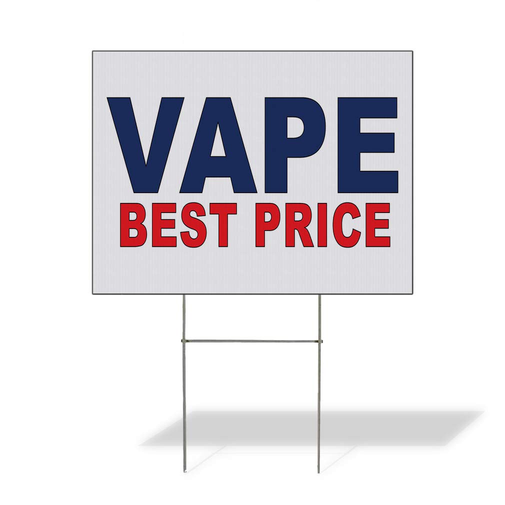 24x18 Inch Weatherproof Double-Sided Yard Sign - Custom Vape Business & Lawn/Garden Advertising - Durable Outdoor Signage for Retail Promotions, Events & Home Decor (Blue/Red Options)