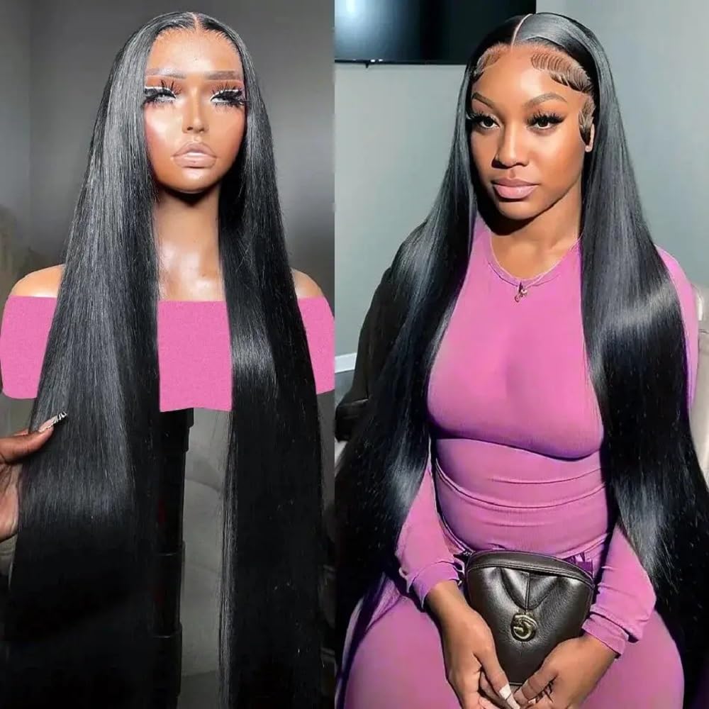 30 Inch Straight Lace Front Wigs Human Hair - Pre Plucked 13x4 HD Transparent Lace - 180% Density Glueless Brazilian Virgin Hair Wigs for Black Women - Perfect for Daily Wear, Cosplay & Special Occasions