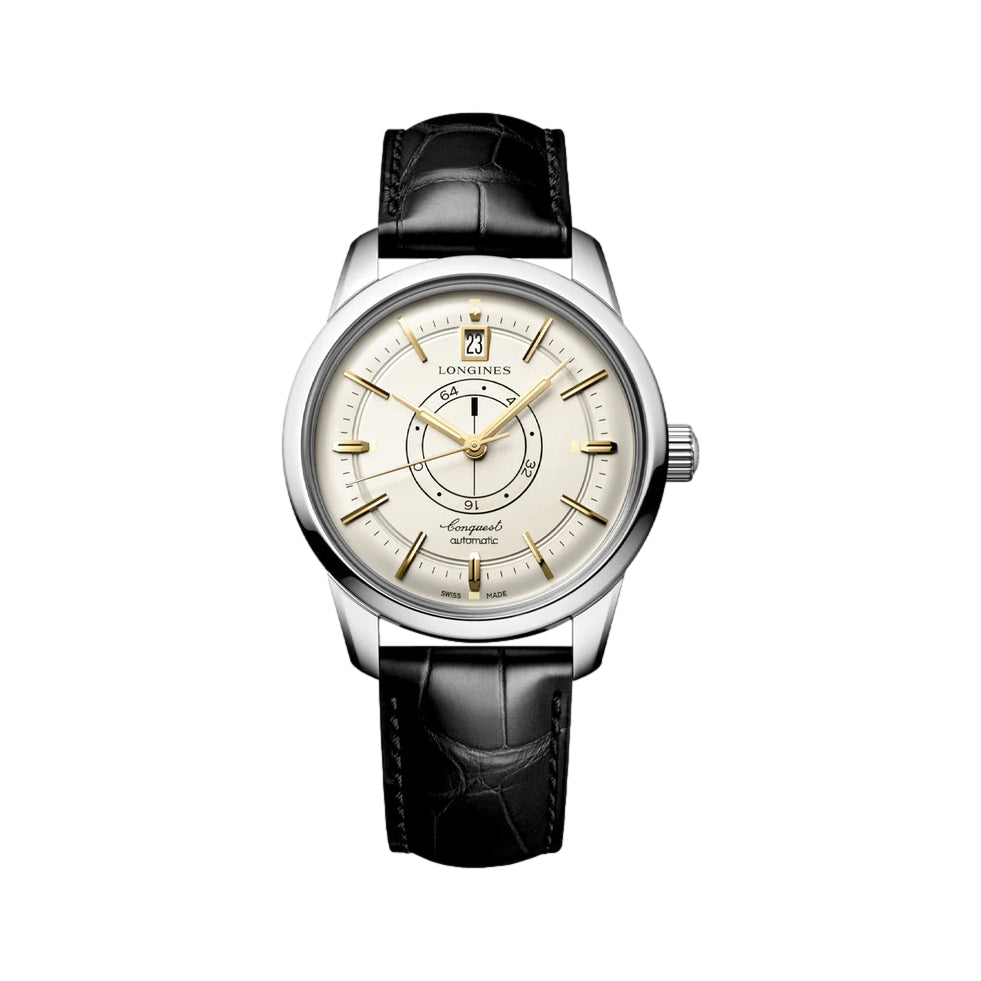 Conquest Heritage Central Power Reserve Champagne Dial Men's Watch - 38mm Stainless Steel Automatic - Perfect for Business, Formal & Special Occasions