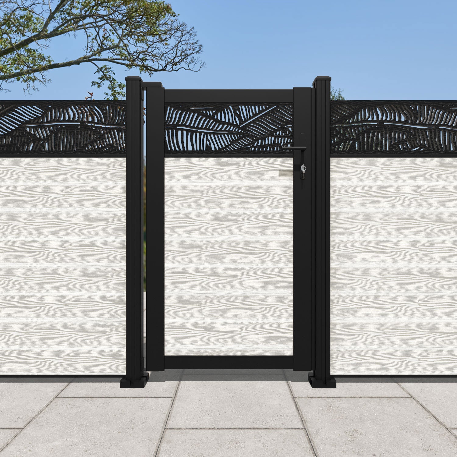 Classic Feather Pedestrian Gate - Light Stone Color | Durable Garden Entryway | Perfect for Backyard, Patio & Driveway Security