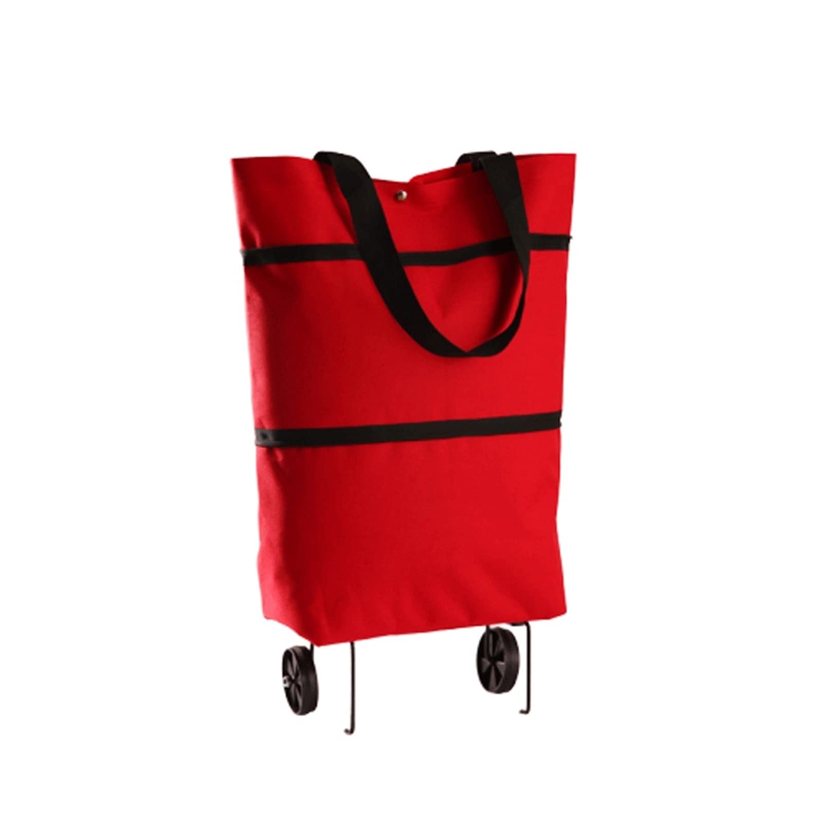 Foldable Shopping Cart with Wheels - Large Collapsible Grocery Trolley Bag, Reusable Shopping Cart for Supermarket, Grocery Store & Farmers Market (Gray/Red) - Perfect for Seniors, Apartment Dwellers & Eco-Friendly Shoppers