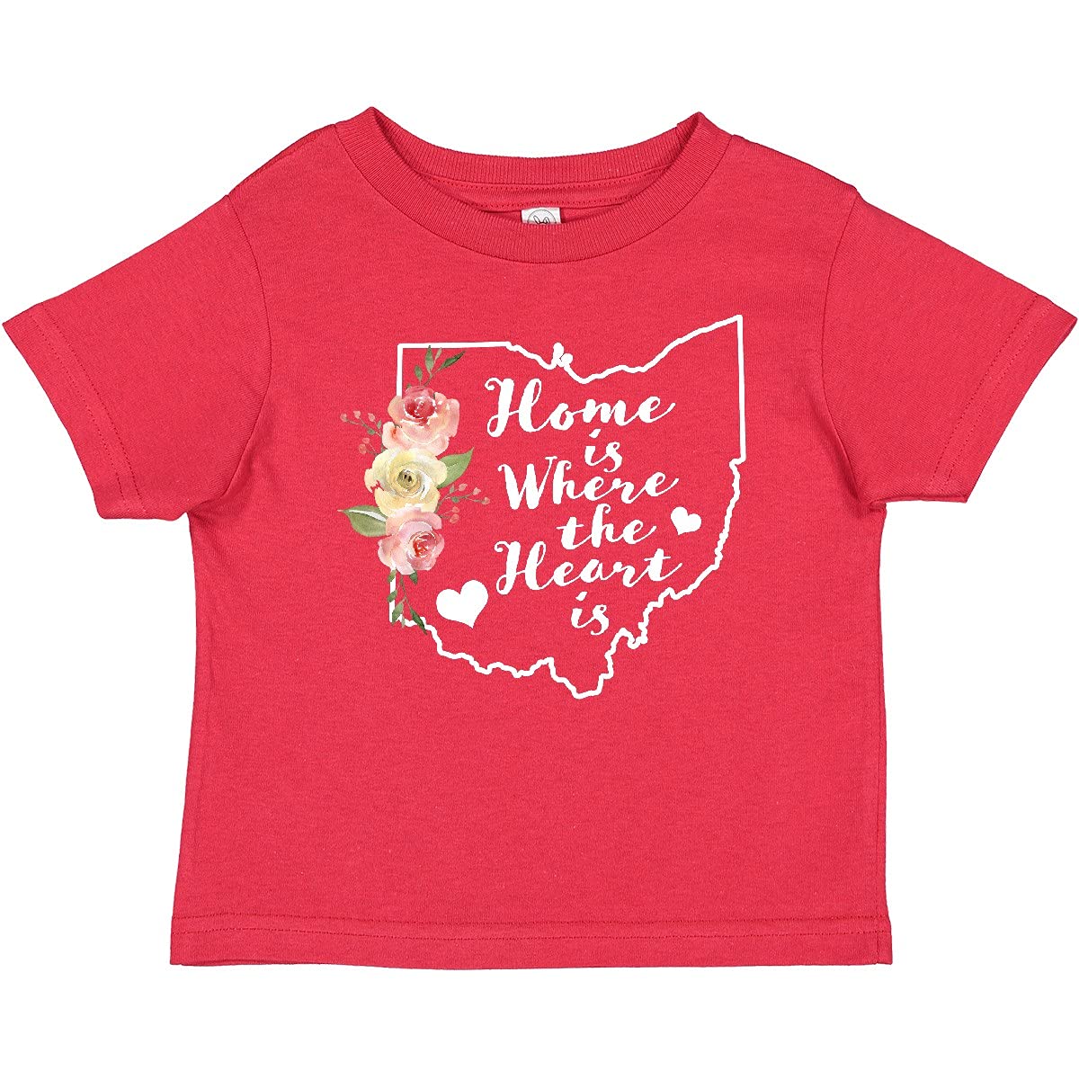 Inktastic Ohio Home is Where The Heart is Watercolor Floral Baby T-Shirt – Soft Cotton Infant Tee for Casual Wear, Family Photos & Everyday Outfits