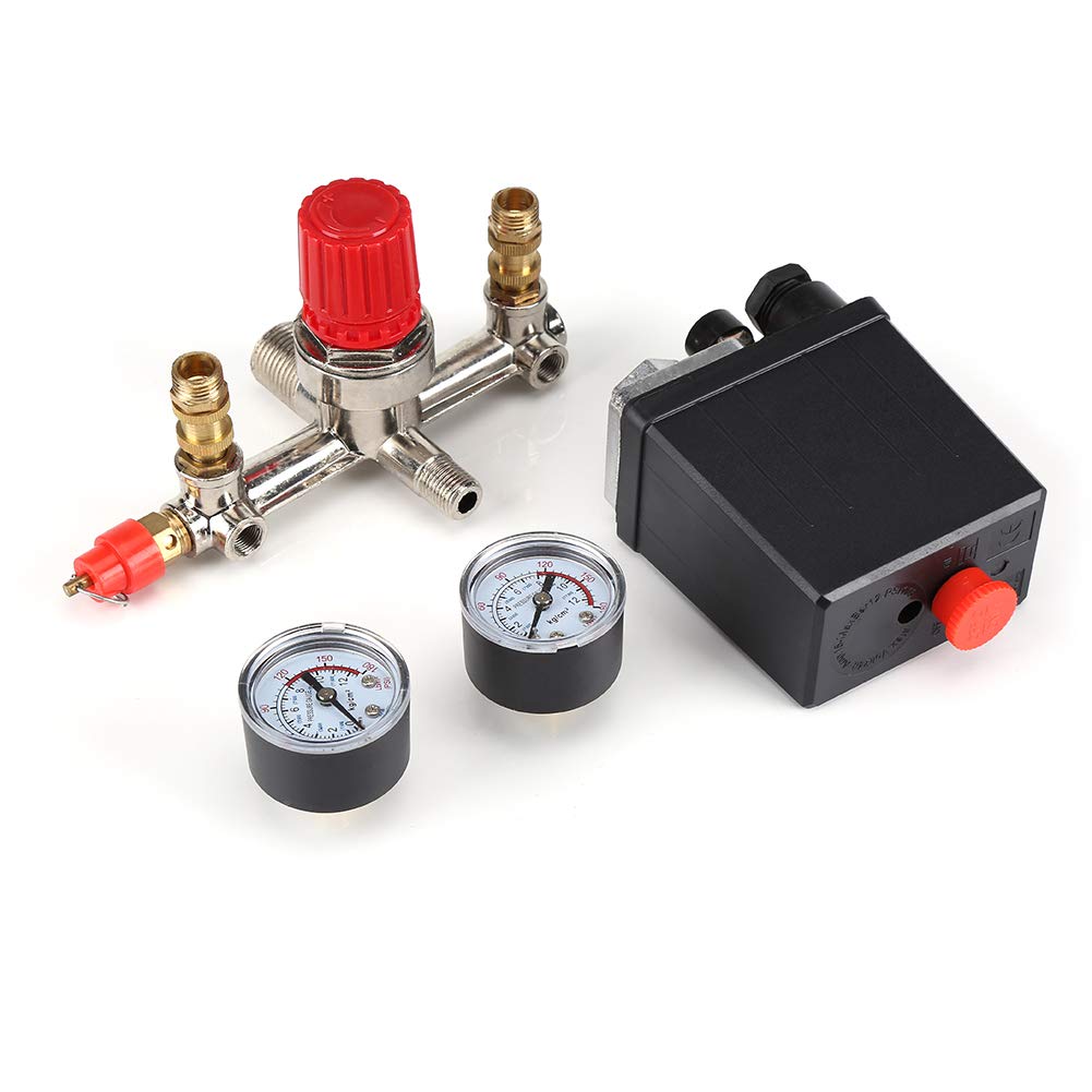 90-120 PSI Air Compressor Regulator with Dual Gauges - Precision Pressure Control Switch Valve for Pneumatic Tools, Spray Painting & Workshop Use