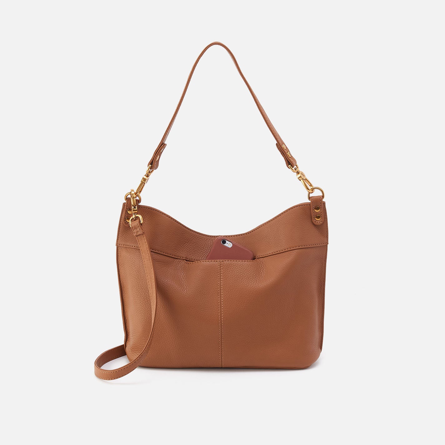 Pebbled Leather Pier Shoulder Bag in Warm Honey - Stylish Crossbody Purse for Women, Perfect for Work, Travel & Everyday Use
