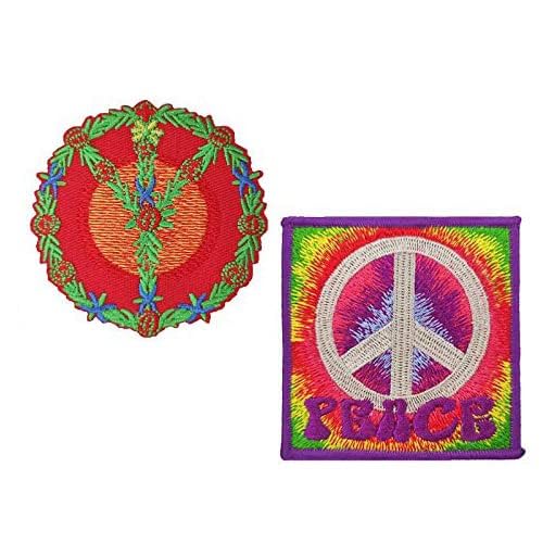 Ukraine Peace Sign Hippie Boho Embroidered Iron-On/Sew-On Patches - Tattoo Style Emblem Applique for Jackets, Bags & DIY Crafts
