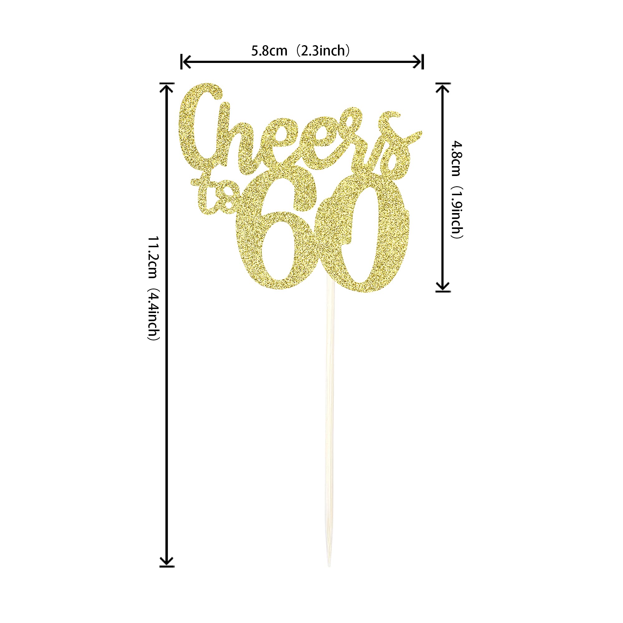 36 PCS Gold Glitter Number 60 Cupcake Toppers - 60th Birthday Party Decorations, Wedding Anniversary Cake Picks - Perfect for Milestone Celebrations & Retirement Parties