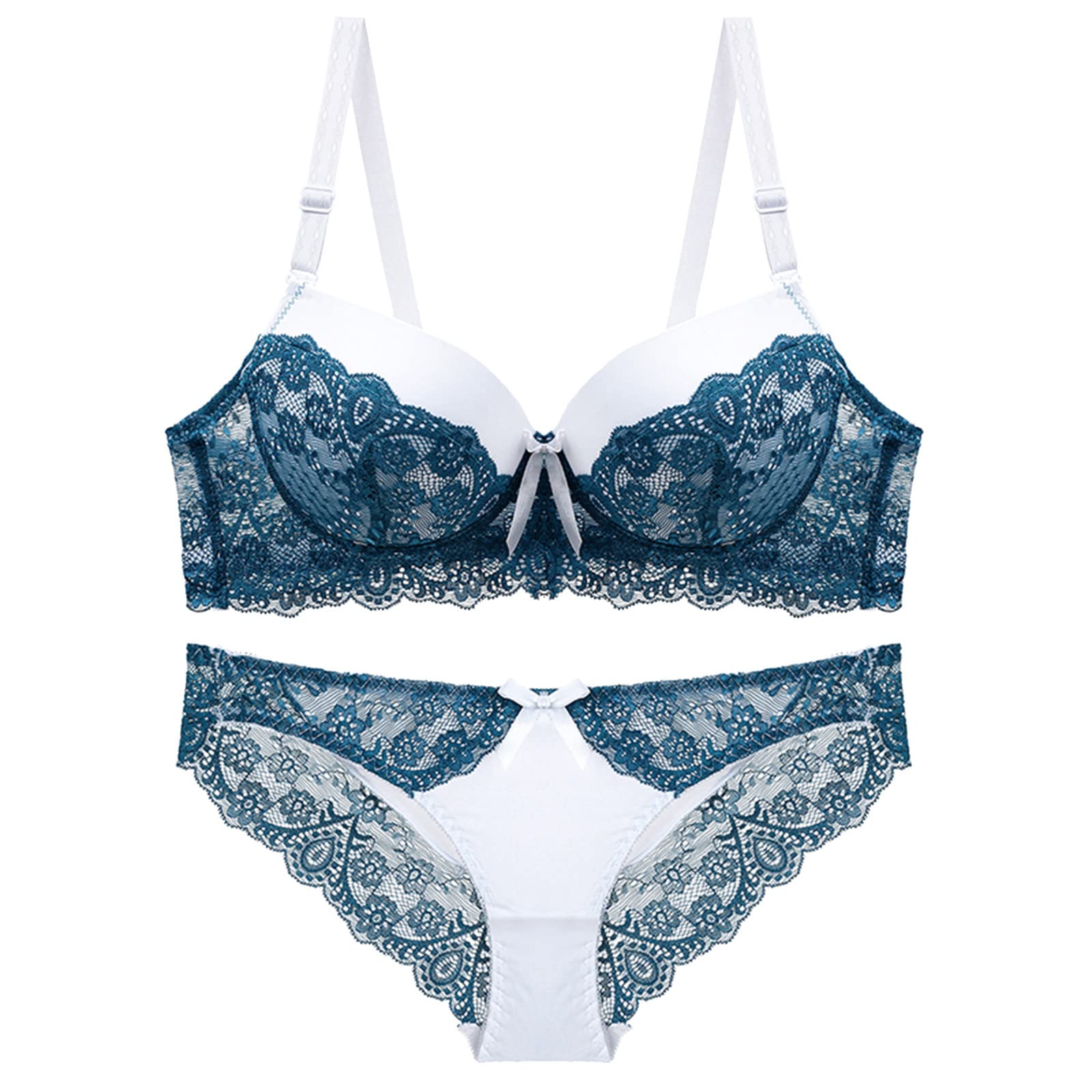 Sexy Lace Push Up Bra and Panty Set for Women - Floral Lingerie with Comfortable Fit - Perfect for Date Night, Boudoir Photography & Romantic Occasions