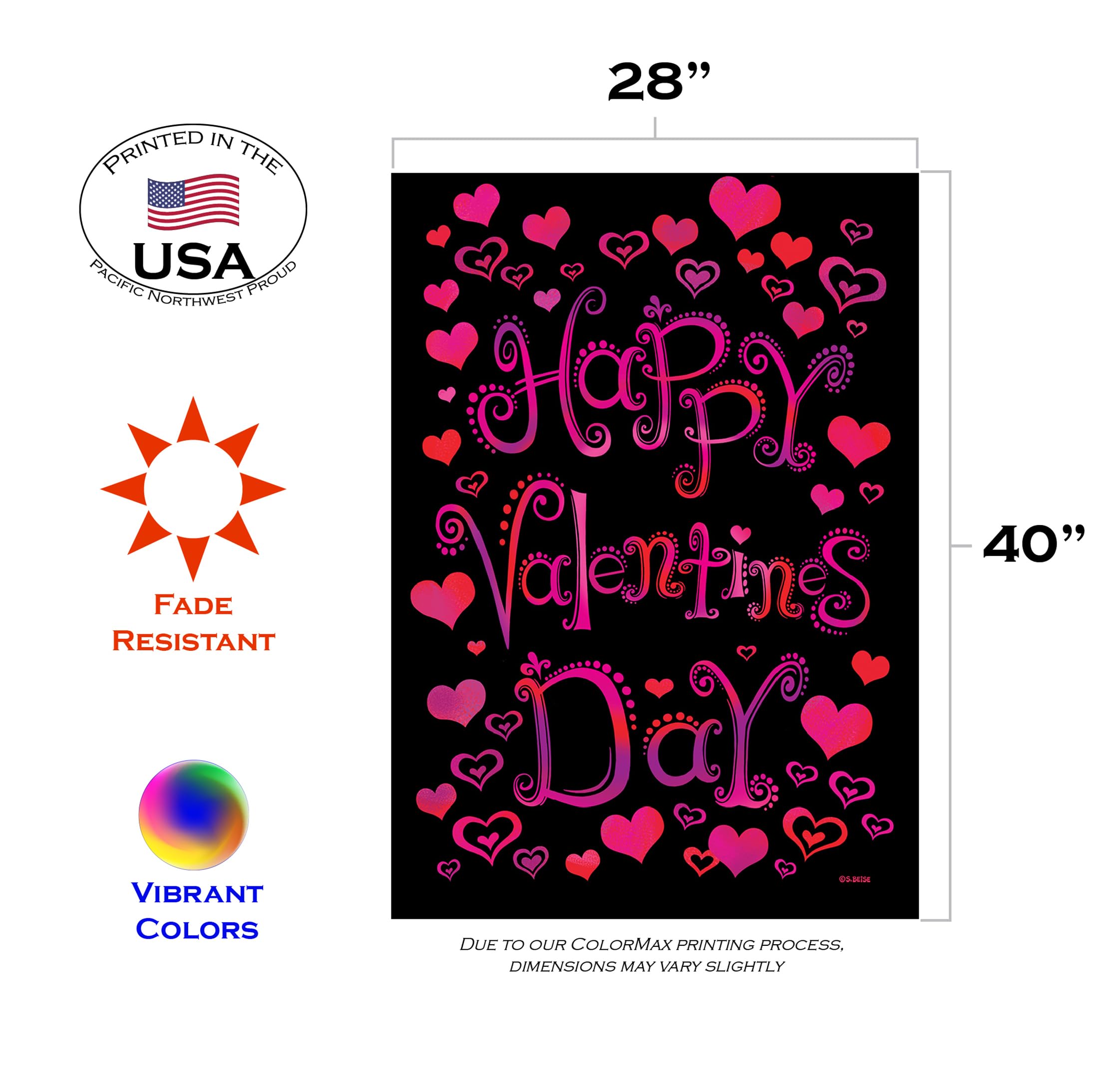Toland Home Garden 1012286 Valentine Hearts Double Sided Garden Flag - 28x40 Inch Outdoor Yard Decoration for Valentines Day - Perfect for Front Porch, Lawn, and Seasonal Holiday Decor