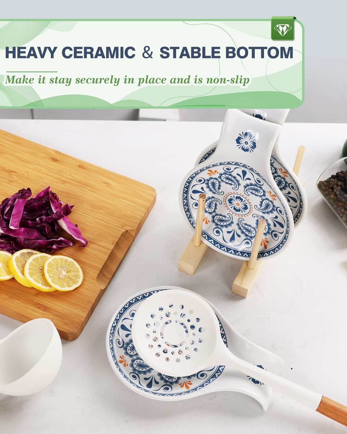 Bosilunlife Ceramic Spoon Rest for Kitchen - White Stovetop Spoon Holder, Coffee Spoon Rest for Countertop, Kitchen Decor & Coffee Bar Accessories - Perfect for Cooking, Serving & Coffee Stations