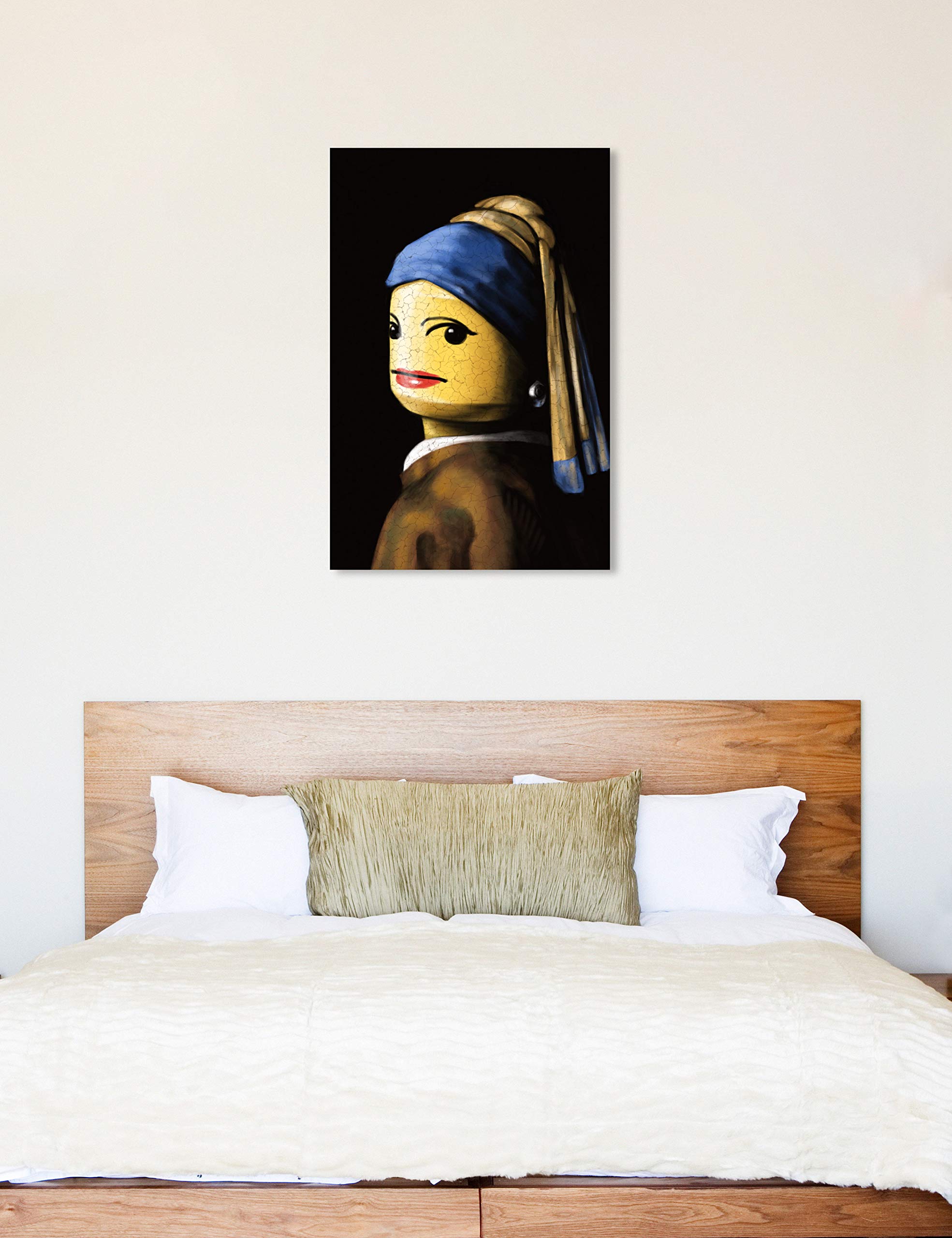 Oliver Gal Artist Co. 'Girl with The Pearl Earring' Canvas Wall Art Print - 30x45 Inch Modern Home Decor in Yellow & Blue | Perfect for Living Room, Bedroom & Office Decorations