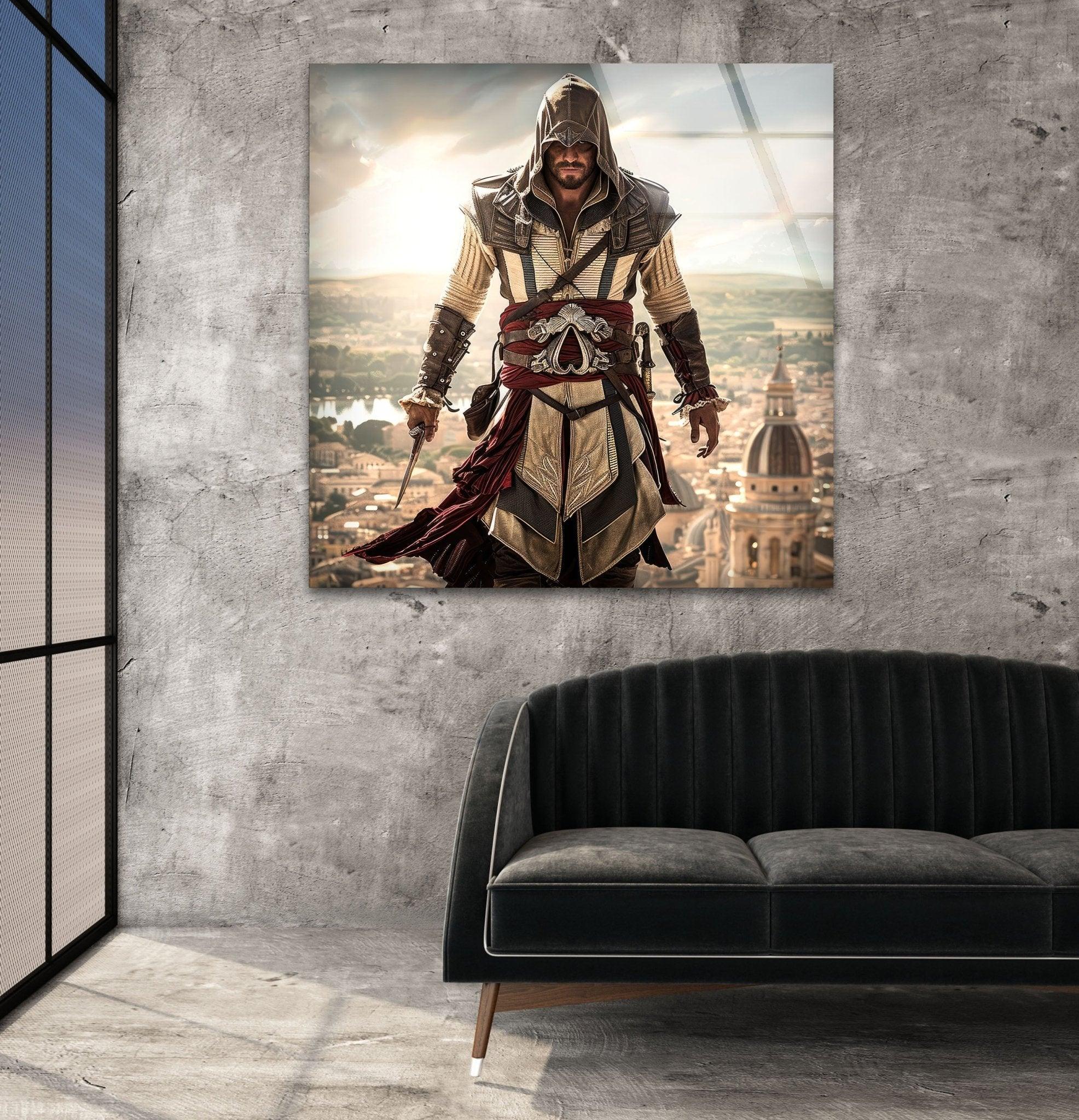 Assassin's Creed Movie Inspired Glass Wall Art Decor - Premium Tempered Glass Print for Home, Office, or Gaming Room - Perfect for Fans of Video Game and Action Movie Collectibles