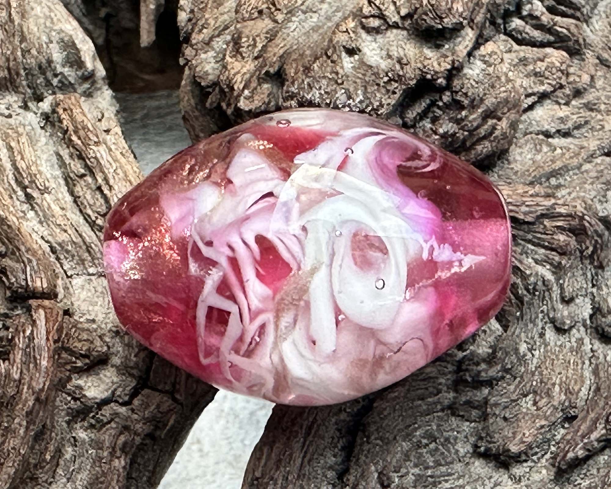 Pink Majesty Shimmer Lampwork Glass Focal Bead for Jewelry Making - Handmade SRA Bead for Necklaces, Bracelets & DIY Craft Projects