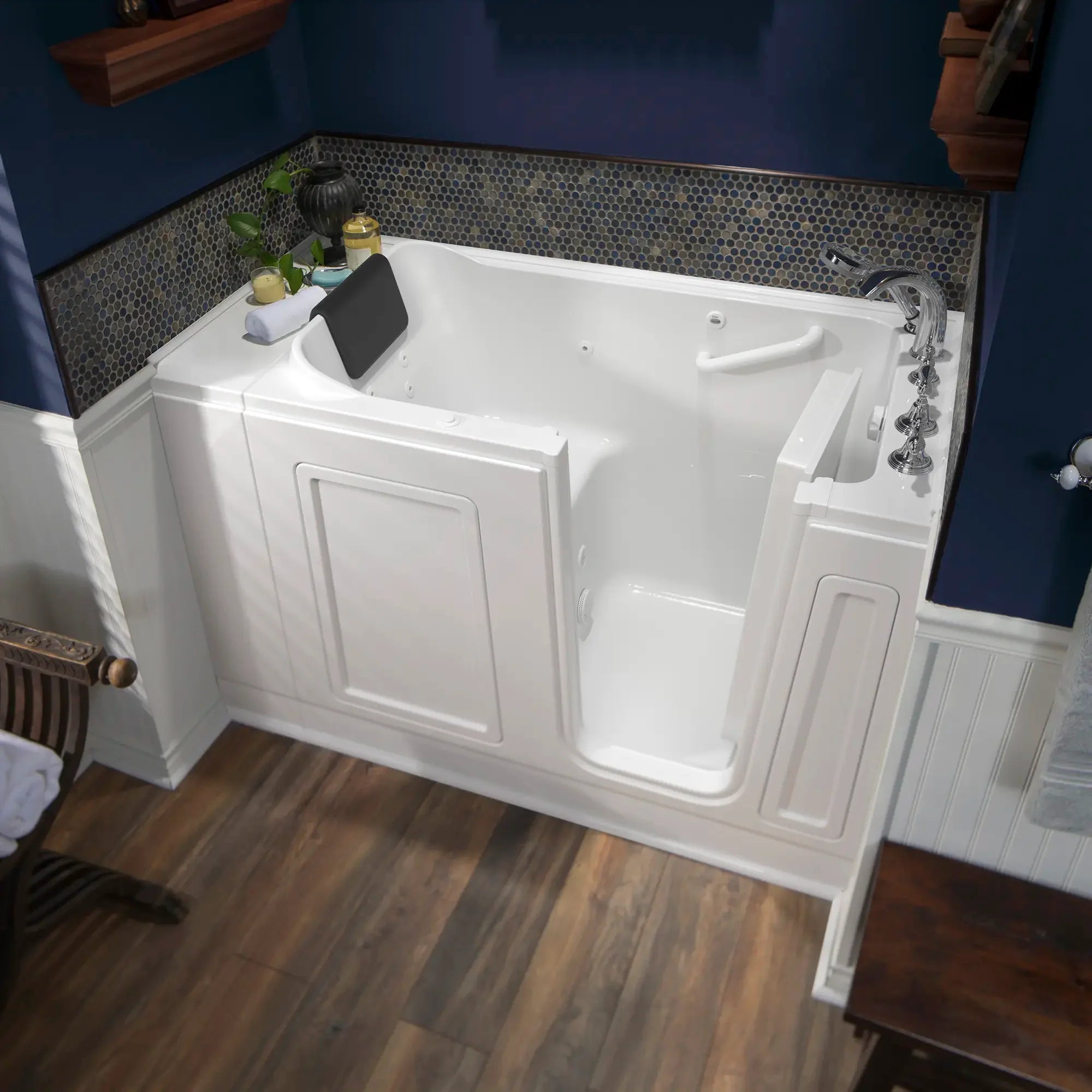 30 x 51 Inch Acrylic Walk-in Bathtub with Whirlpool Jets - Right Hand Drain & Faucet - Luxury Accessible Tub for Elderly & Mobility Needs - Perfect for Spa Relaxation & Hydrotherapy at Home