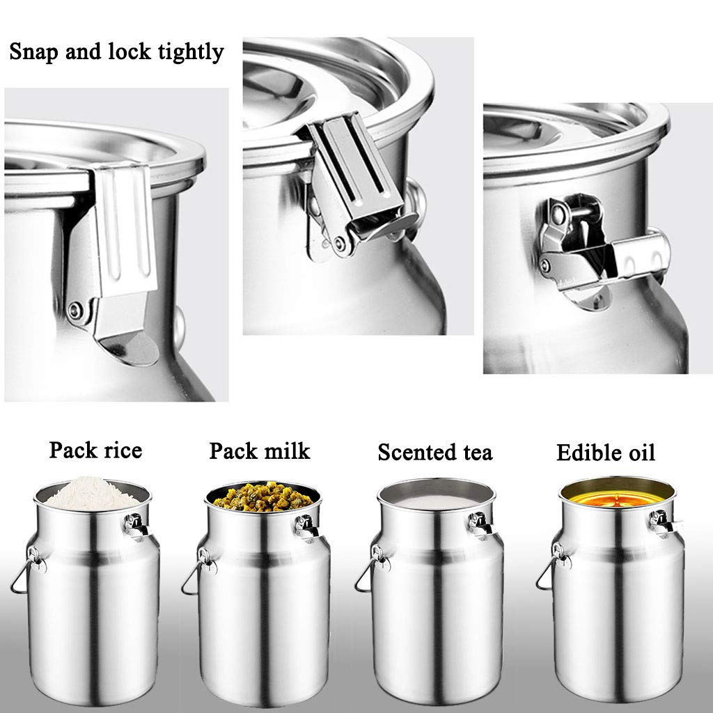 Premium 304 Stainless Steel Milk Can & Wine Pail with Sealed Lid - 5 Gallon Food Grade Storage Container with Ergonomic Handle & Stable Base - Ideal for Dairy Farm, Winery, Home Brewing & Commercial Liquid Storage