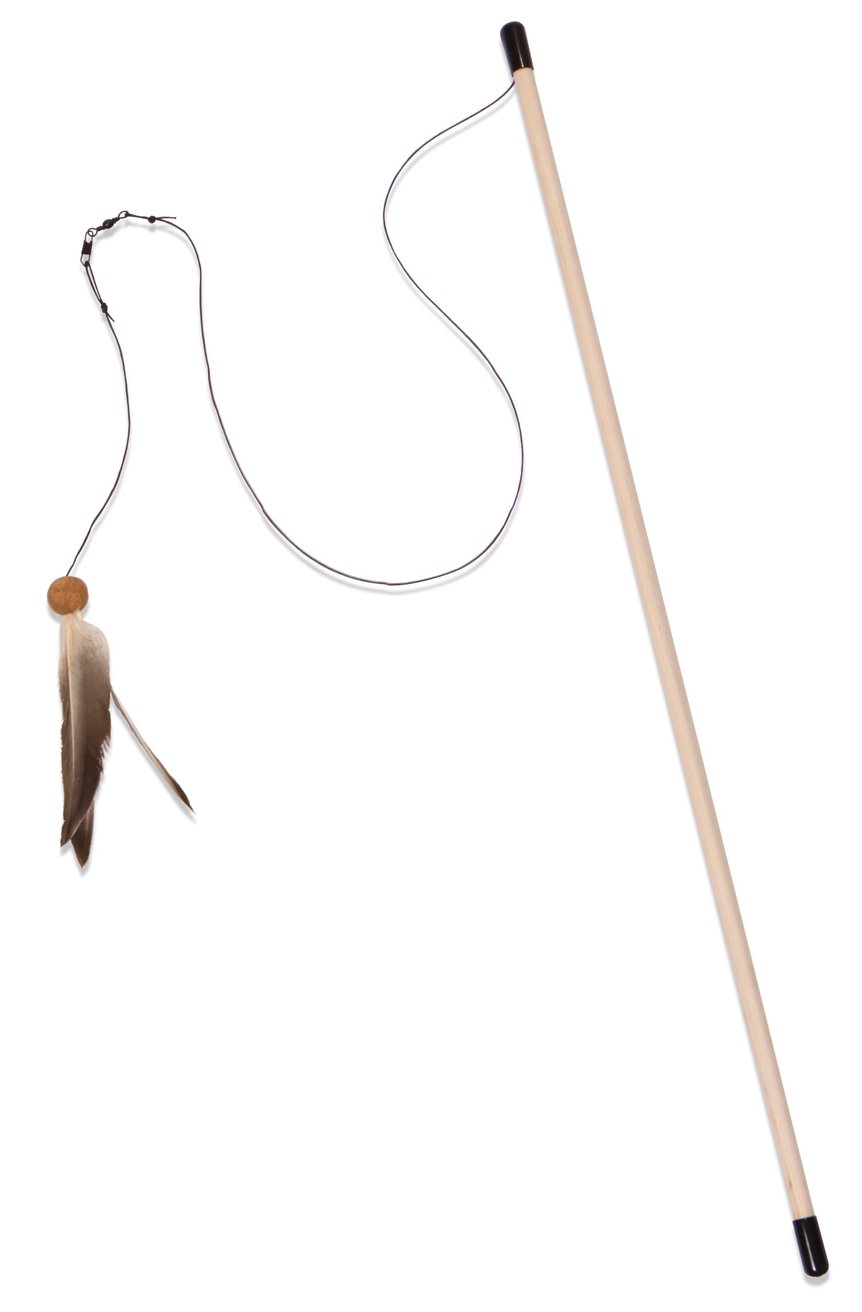 Freddy's Feather Wand Interactive Cat Toy - Natural Duck Feather & Cork Ball for Indoor Cats | Eco-Friendly, Safe, USA-Made Cat Teaser | Encourages Exercise & Play | Perfect for Bonding, Hunting Simulation & Active Playtime