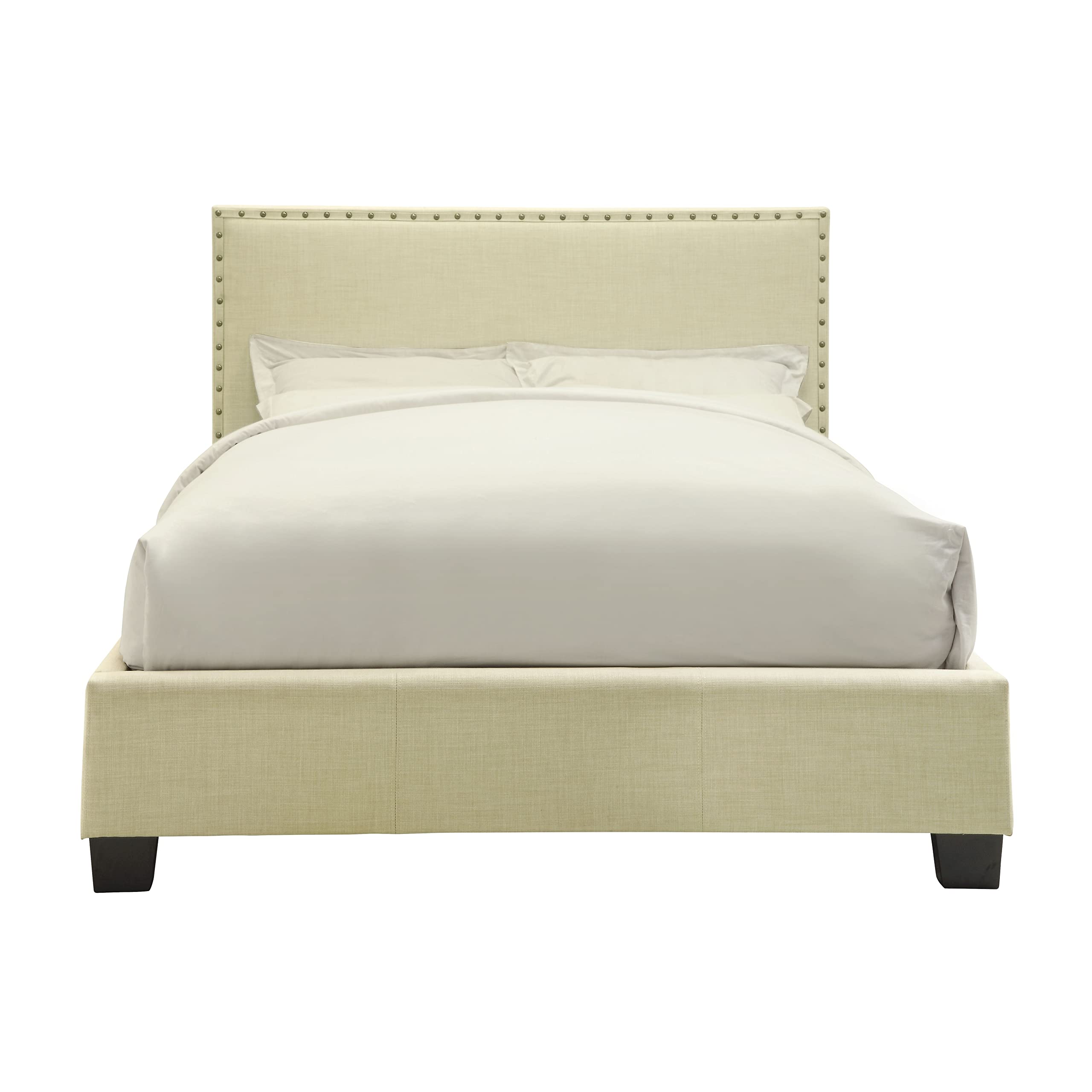 Modus Furniture Solid Wood Nailhead Platform King Bed Frame in Tumbleweed Finish | Rustic Bedroom Furniture for Master Suite & Guest Room