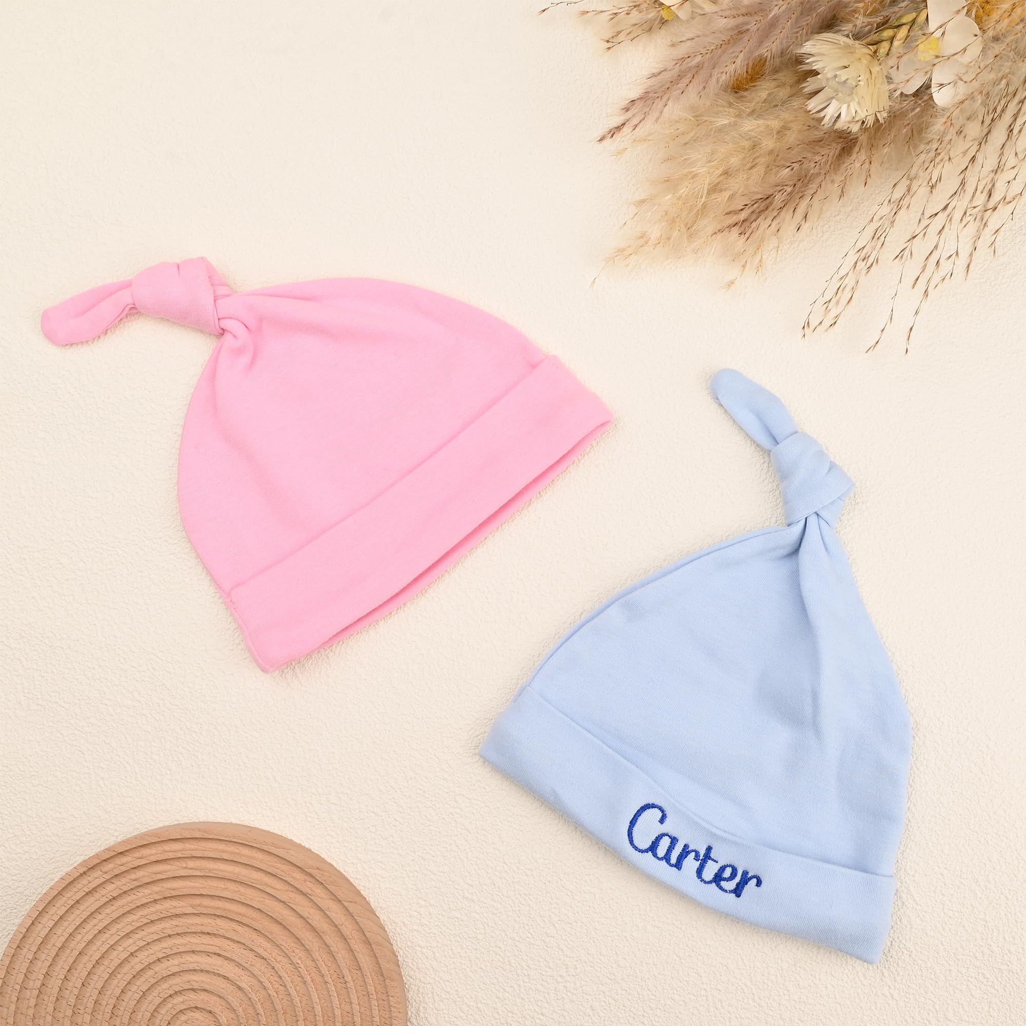 Custom Embroidered Baby Hat for Boys & Girls 0-24 Months | Personalized Newborn Beanie | Baby Shower Gift & Keepsake | Soft Gray-Blue Infant Hat for Photo Shoots & Special Occasions