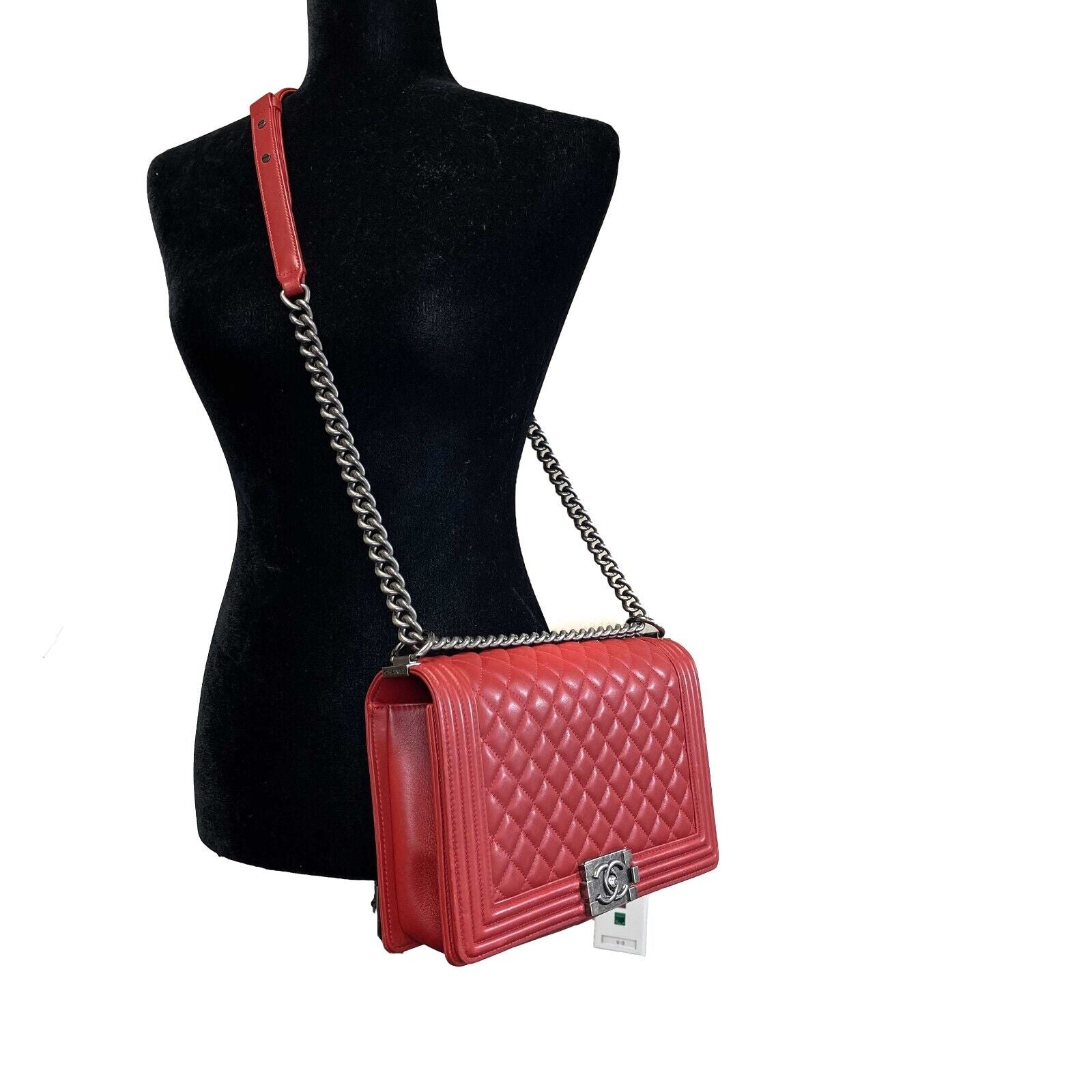 Chanel Boy Flap Bag Quilted Calfskin Leather New Medium Red Crossbody Shoulder Bag - Perfect for Date Night, Parties & Luxury Fashion Accessories