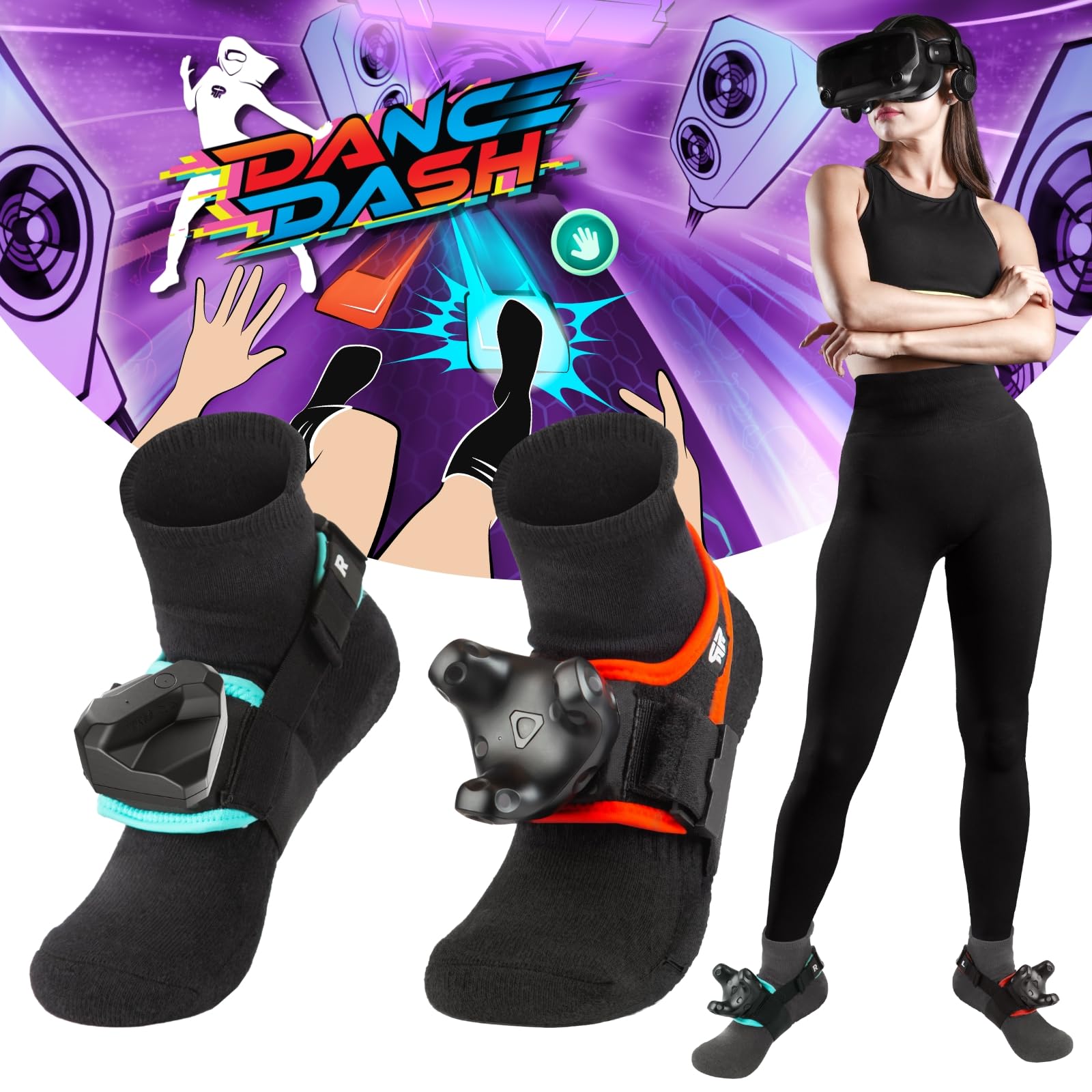 Rebuff Reality Trackstraps Elite - Compatible with Vive Tracker 3.0 & 2.0, HTC Vive Ultimate Tracker (Sold Separately) - 2 Feet Adjustable Straps for Full-Body VR Tracking - Perfect for Beat Saber, VRChat & VR Fitness Games