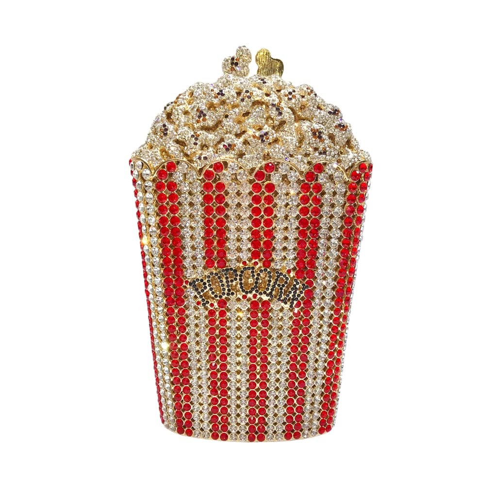 DEBIMY Women's Sparkly Rhinestone Evening Clutch Purse - Elegant Cute Popcorn Design Handbag for Wedding, Cocktail Party & Special Occasions | Perfect Prom, Gala, Date Night & Formal Event Accessory