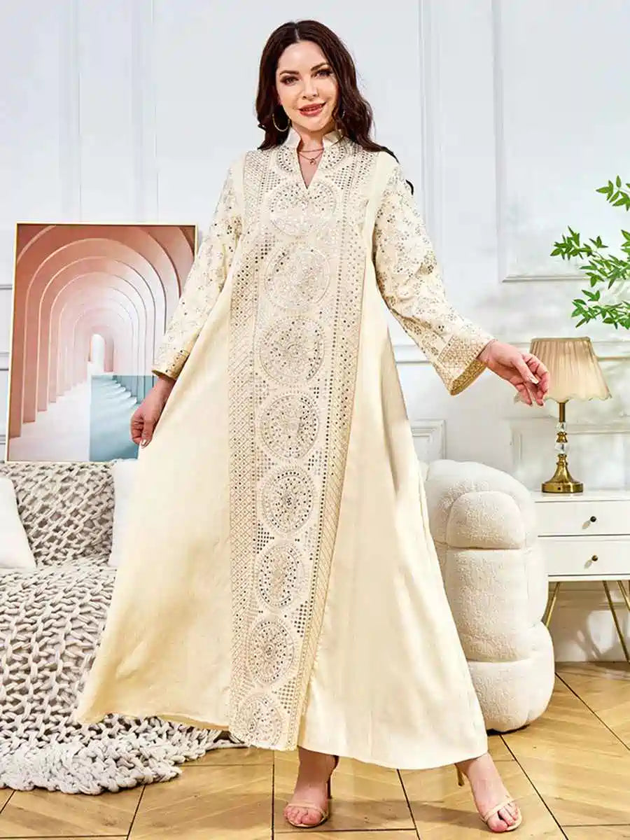 Elegant Eid Sequins Middle East Arab Caftan Kaftan Dress for Women - Traditional Islamic Party Wear #25397 | Perfect for Eid Celebrations, Weddings & Special Occasions