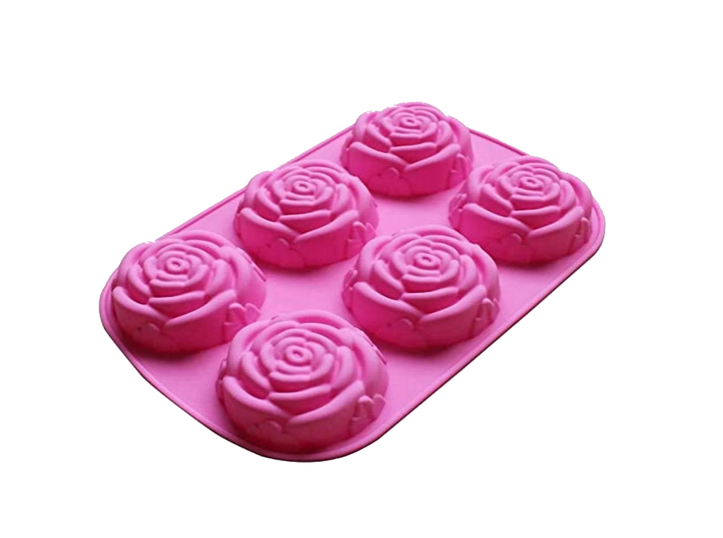 Cherion 6-Cavity Silicone Rose Flower Mold for DIY Soap Making, Candle & Cake Decorating - Perfect for Handmade Gifts, Wedding Favors & Home Crafts