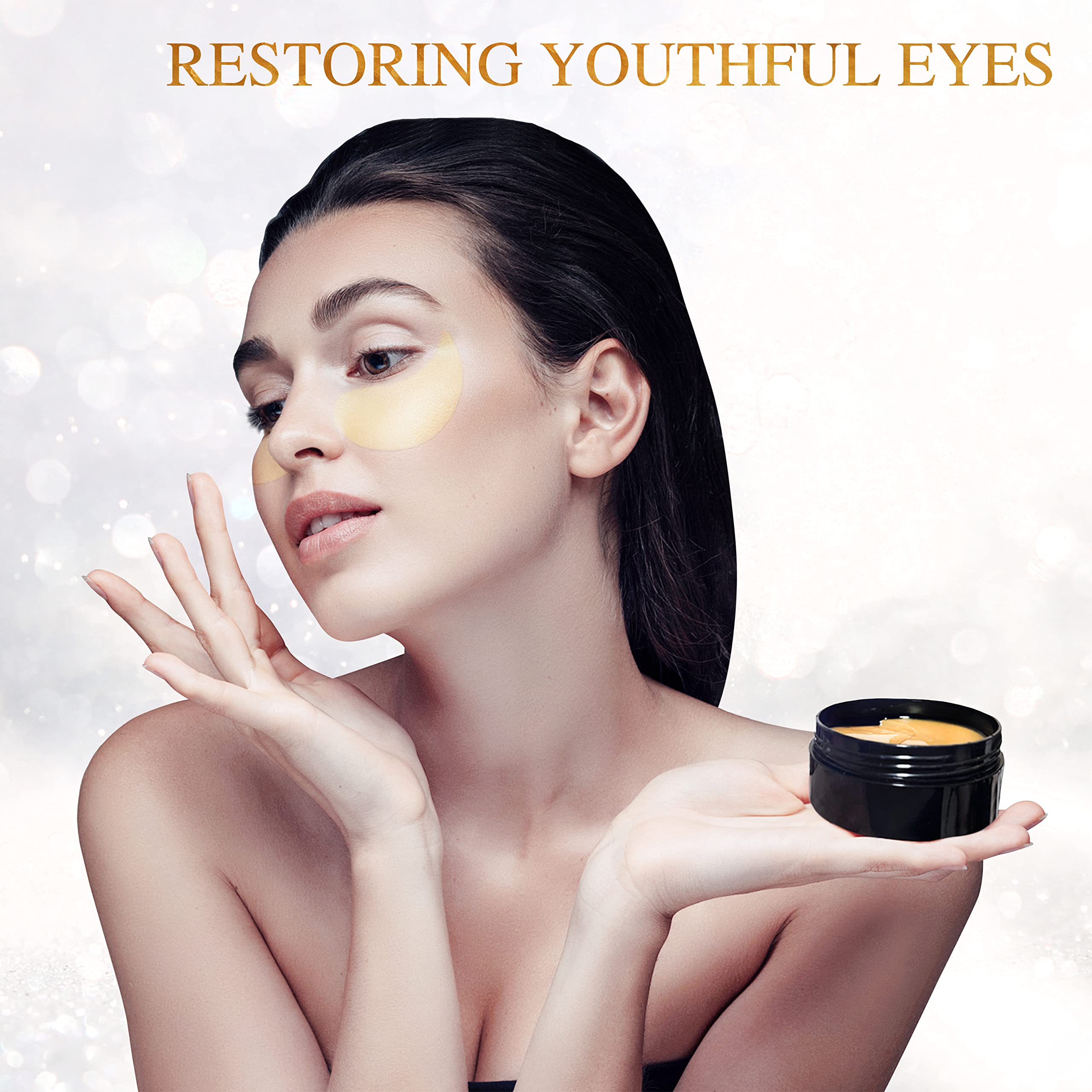 24K Gold Under Eye Patches (60PCS) - Collagen Eye Masks for Dark Circles, Puffiness & Wrinkles - Hydrating & Revitalizing Eye Gels for Travel & Daily Skincare Routine - Perfect for Morning Refresh & Nighttime Eye Care