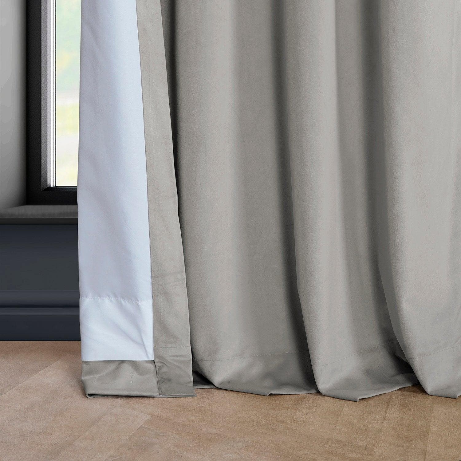 Premium City Grey Grommet Blackout Curtains - Thermal Insulated Velvet Drapes for Bedroom & Living Room - Noise Reducing & Light Blocking Window Treatments for Home Decor