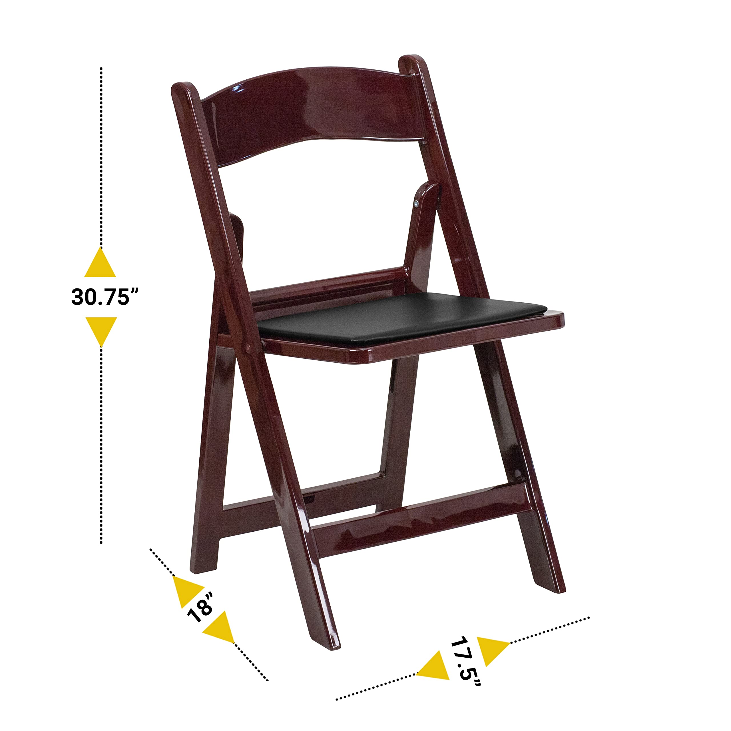 4 Pack Red Mahogany Resin Folding Chairs - Heavy Duty 1000 lbs Weight Capacity per Chair for Weddings, Parties, and Outdoor Events